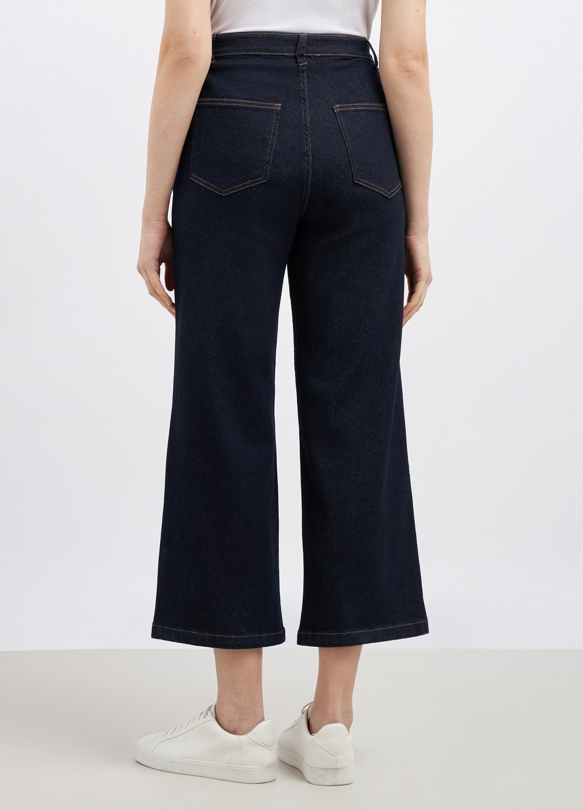 Pantaloni in denim di cotone stretch flare fit donna_1
