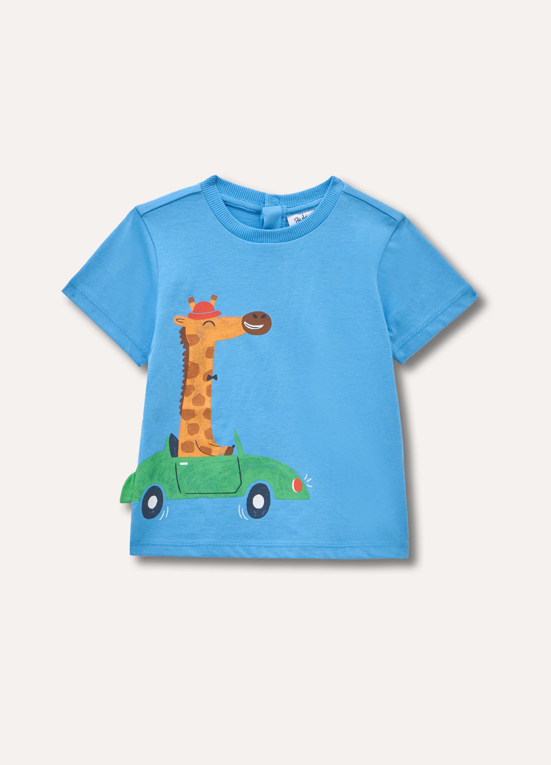 T-shirt in puro cotone con stampa e applicazioni neonato_0