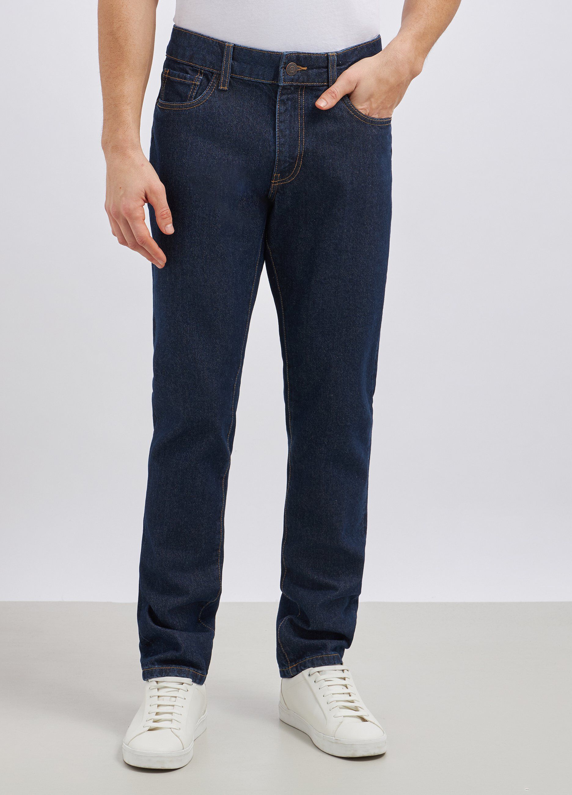 Jeans modello 5 tasche in puro cotone uomo_1