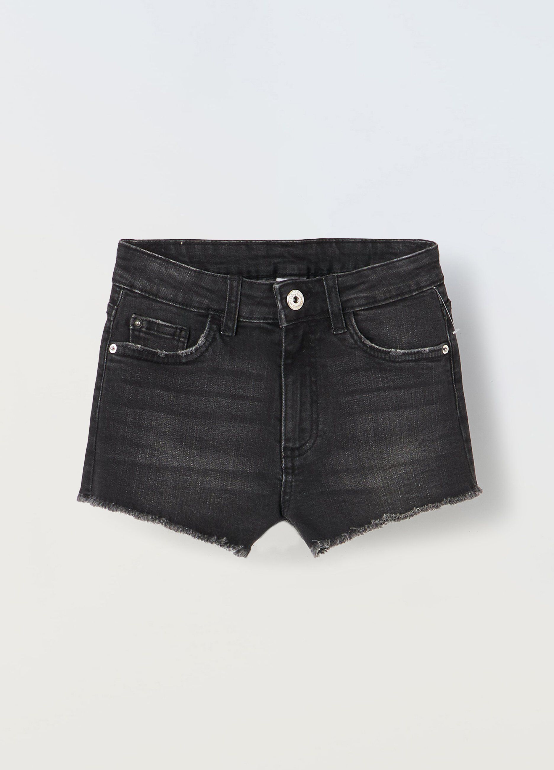 Shorts in denim di cotone stretch ragazza_0