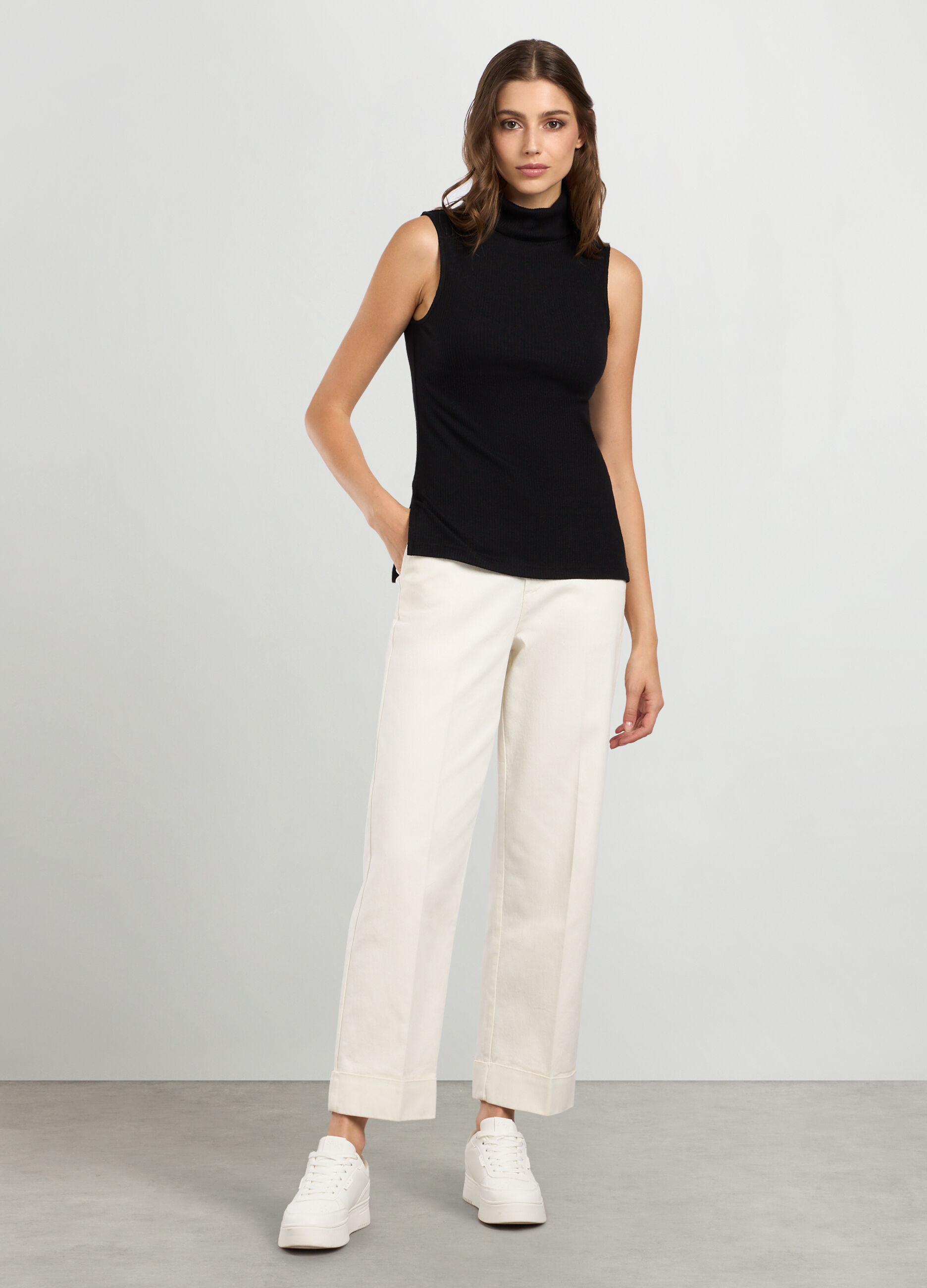 Pantaloni chino in denim di cotone stretch donna