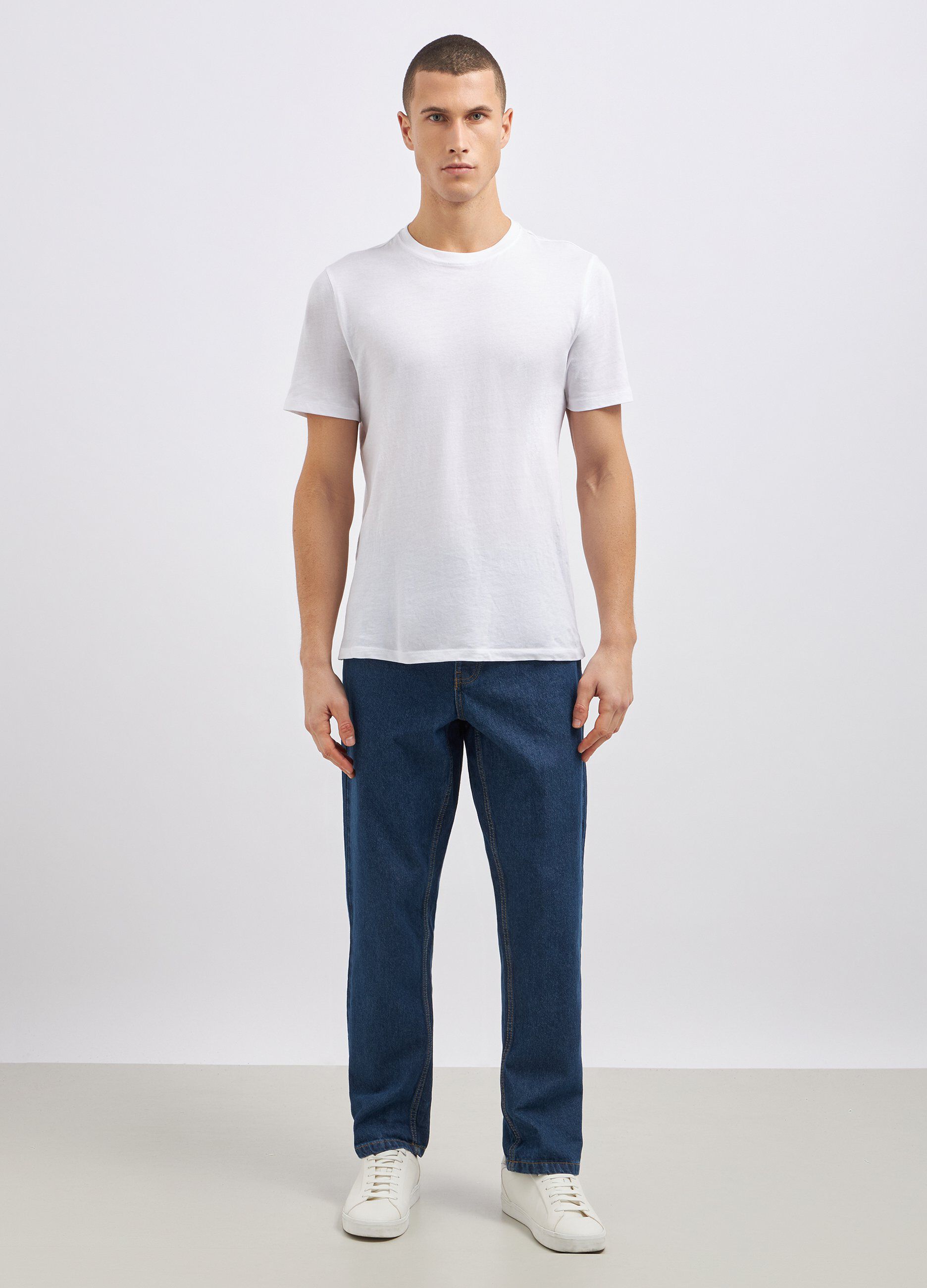 Jeans straight in puro cotone uomo_0