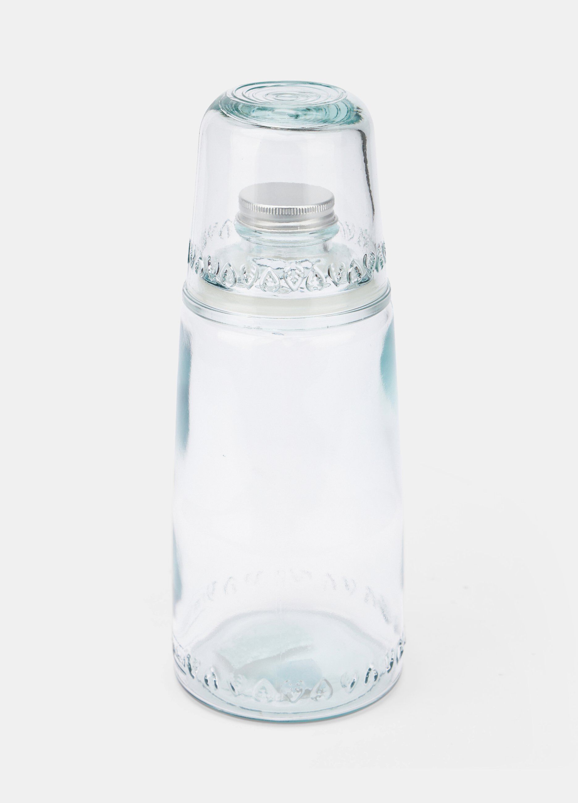 Set notte bottiglia e bicchiere in vetro riciclato_0