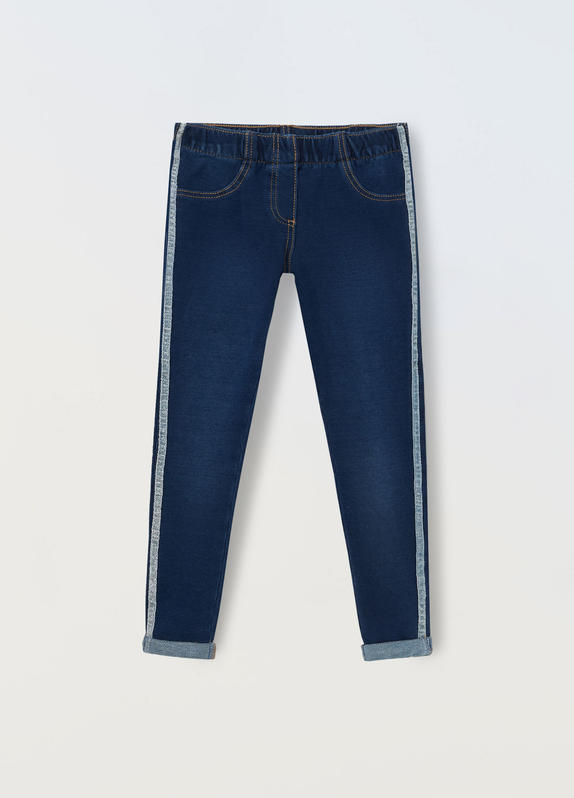 Jeggings in french terry denim bambina_0