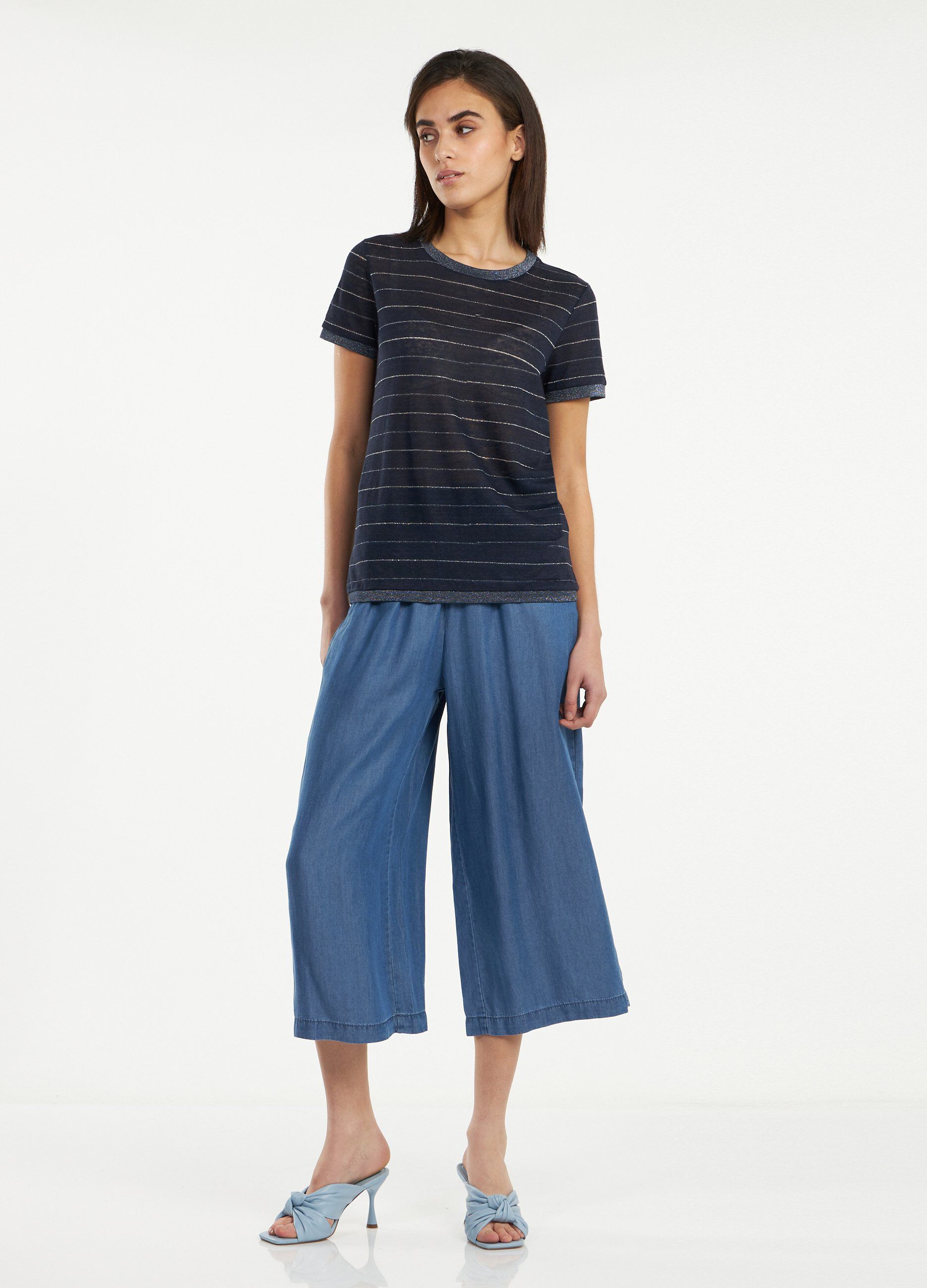 Jeans cropped wide leg in denim lyocell donna_0