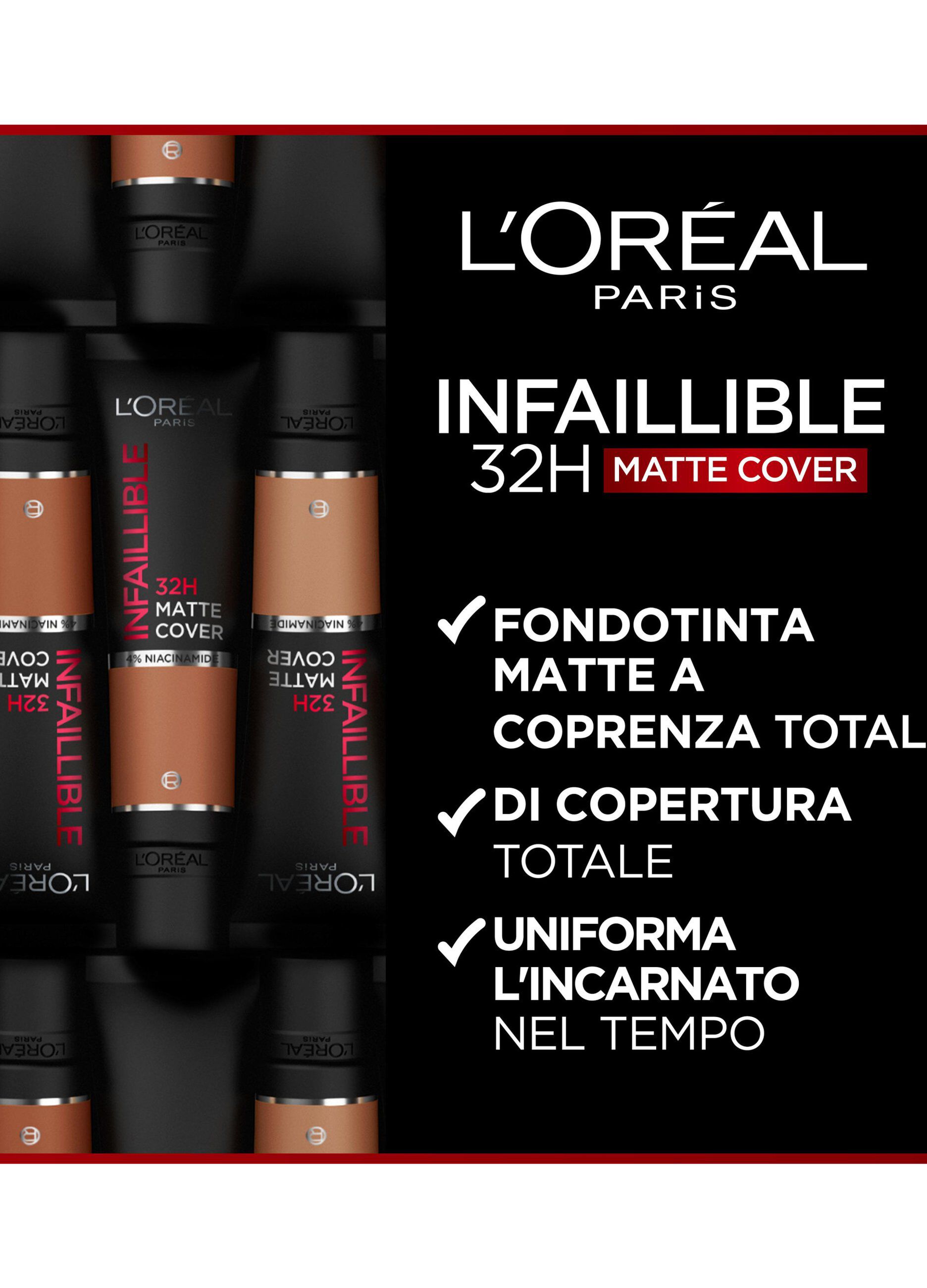 L'Oréal Paris Fondotinta Infaillible 32H Matte Cover, Make-Up dal Finish Matte Copertura Totale sulla Pelle, 200 Sable Doré, 30 ml._1