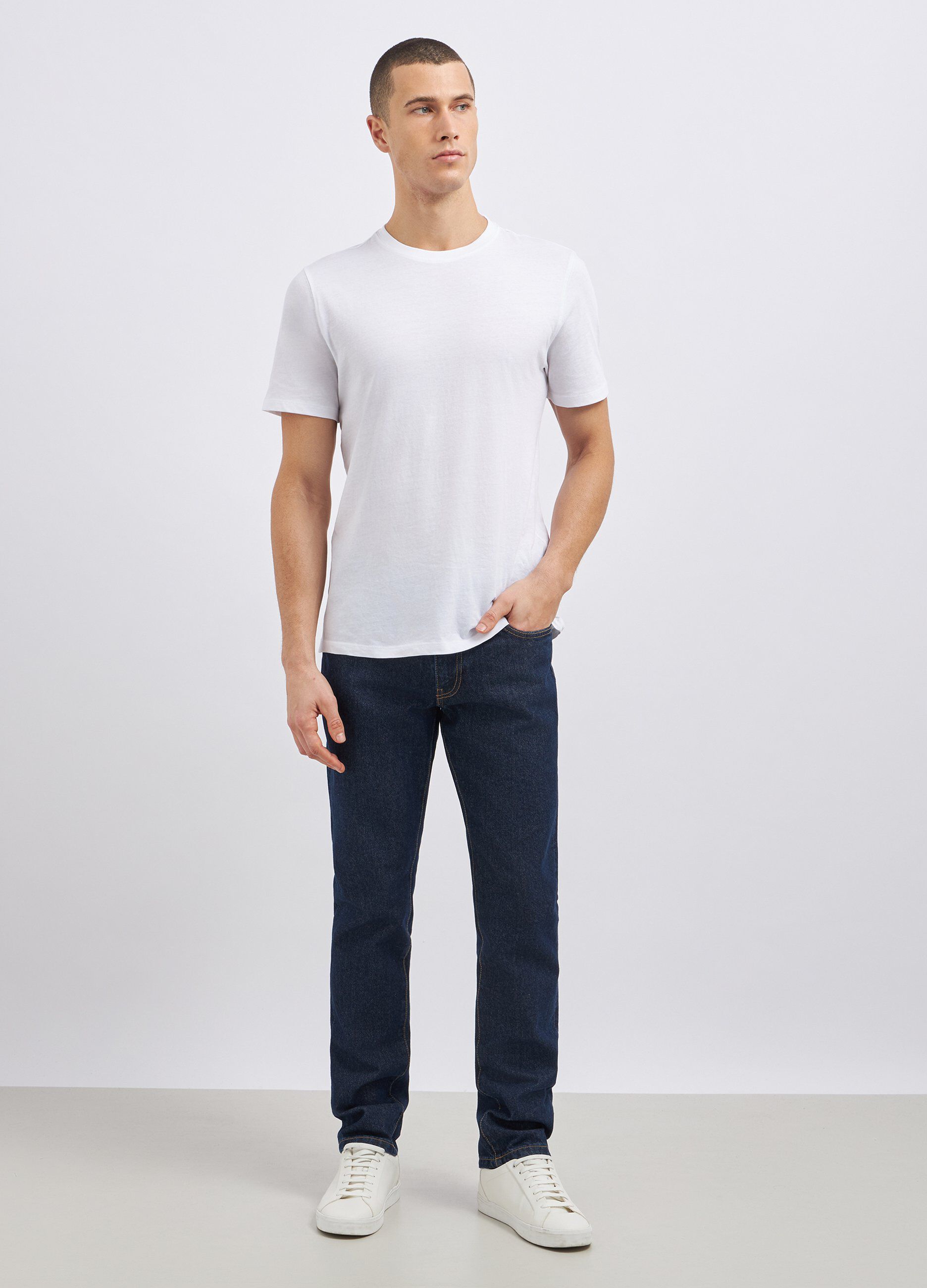 Jeans modello 5 tasche in puro cotone uomo_0