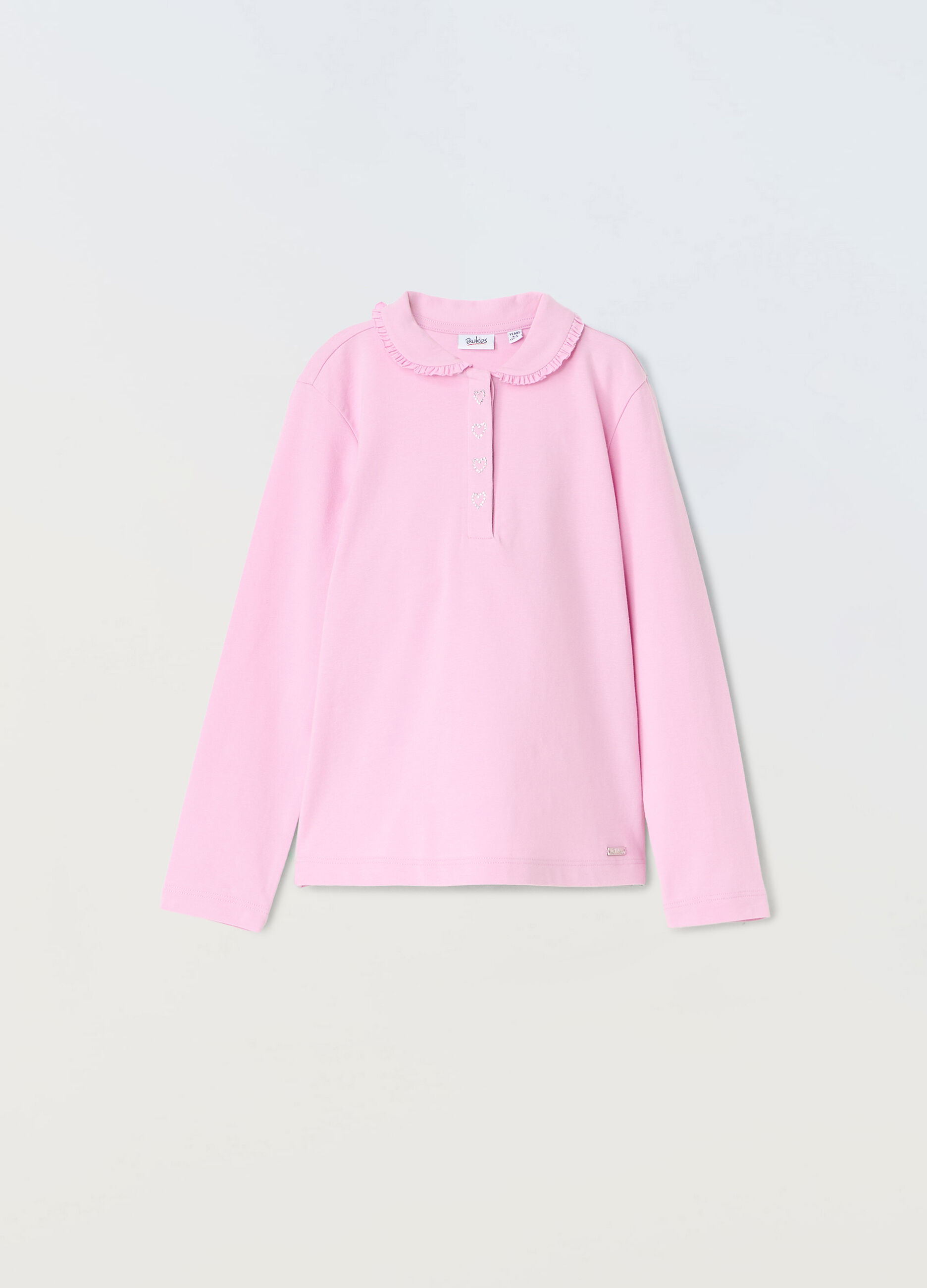 Polo a maniche lunghe in cotone stretch bambina