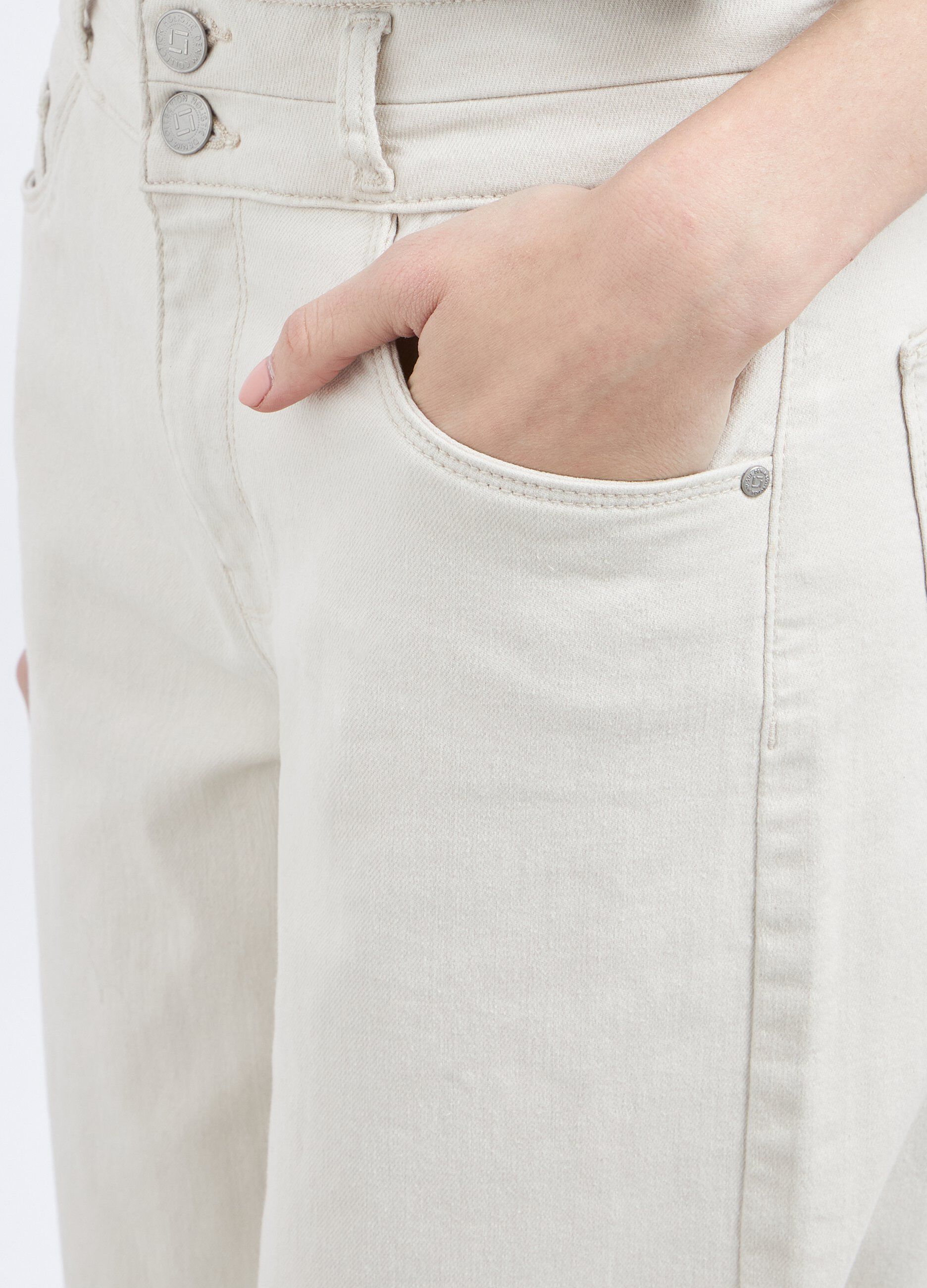 Pantaloni in denim di cotone stretch wide leg_2
