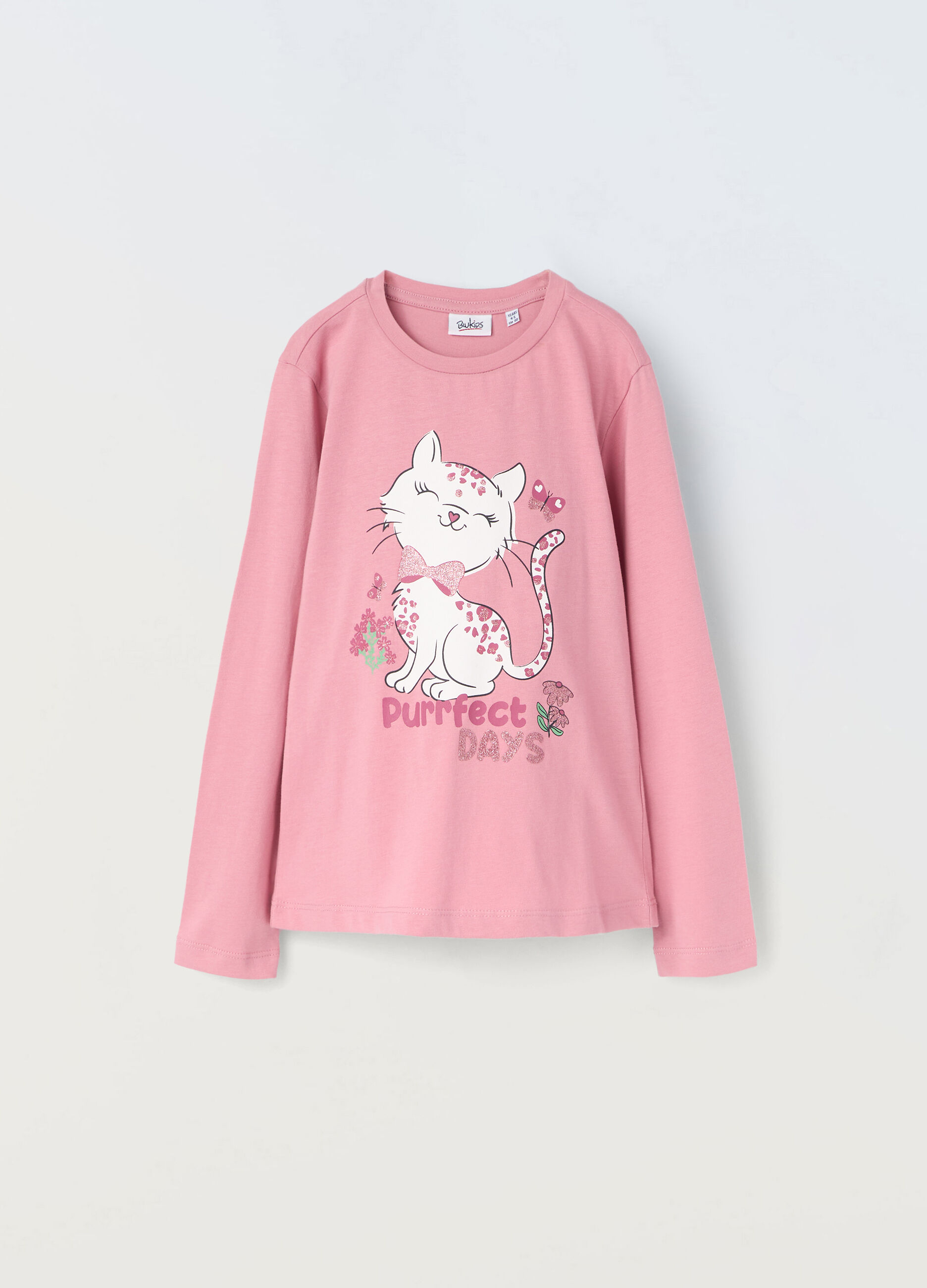 T-shirt in puro cotone a maniche lunghe bambina_0