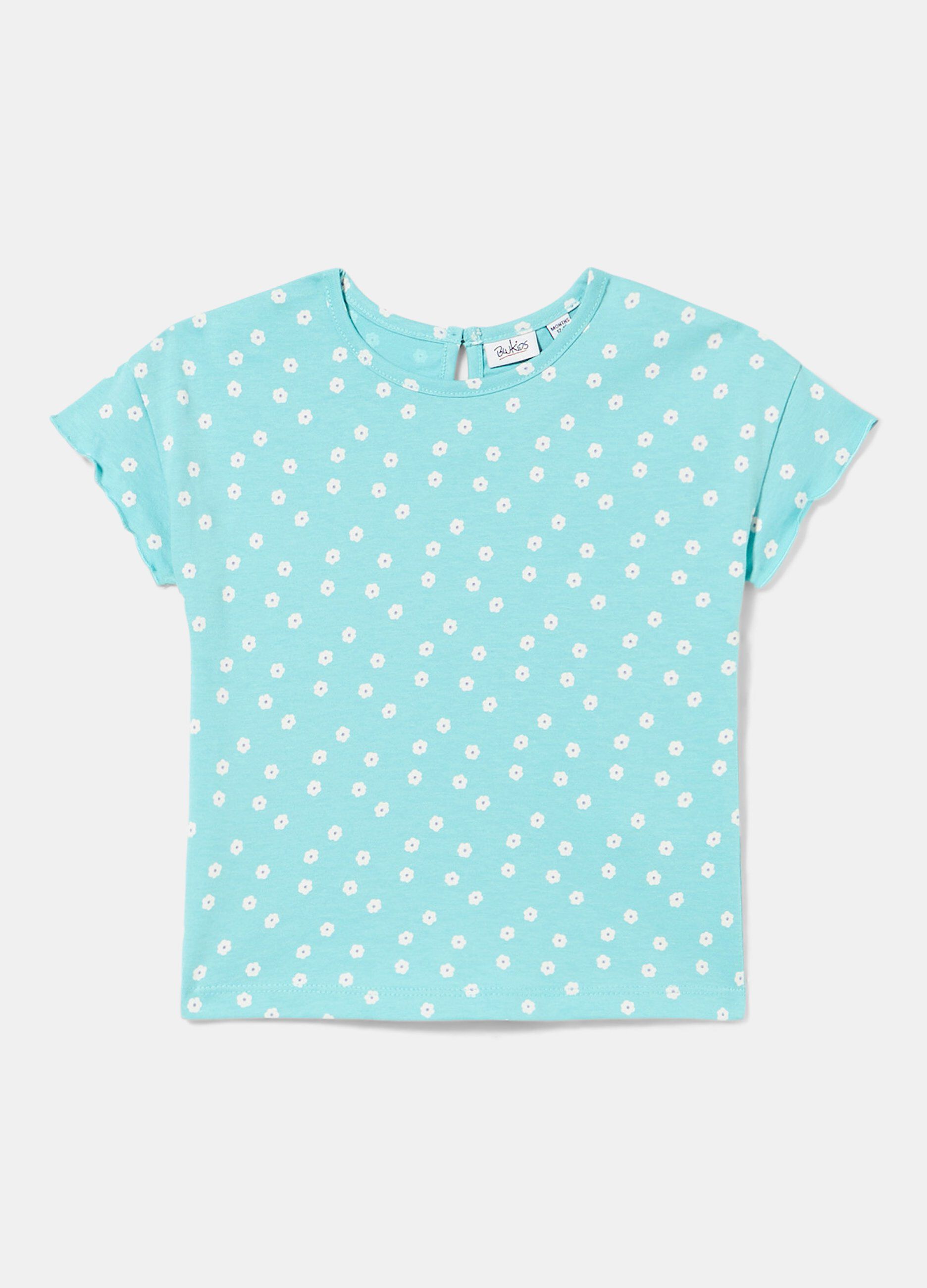 T-shirt in puro cotone con stampa floreale neonata_0