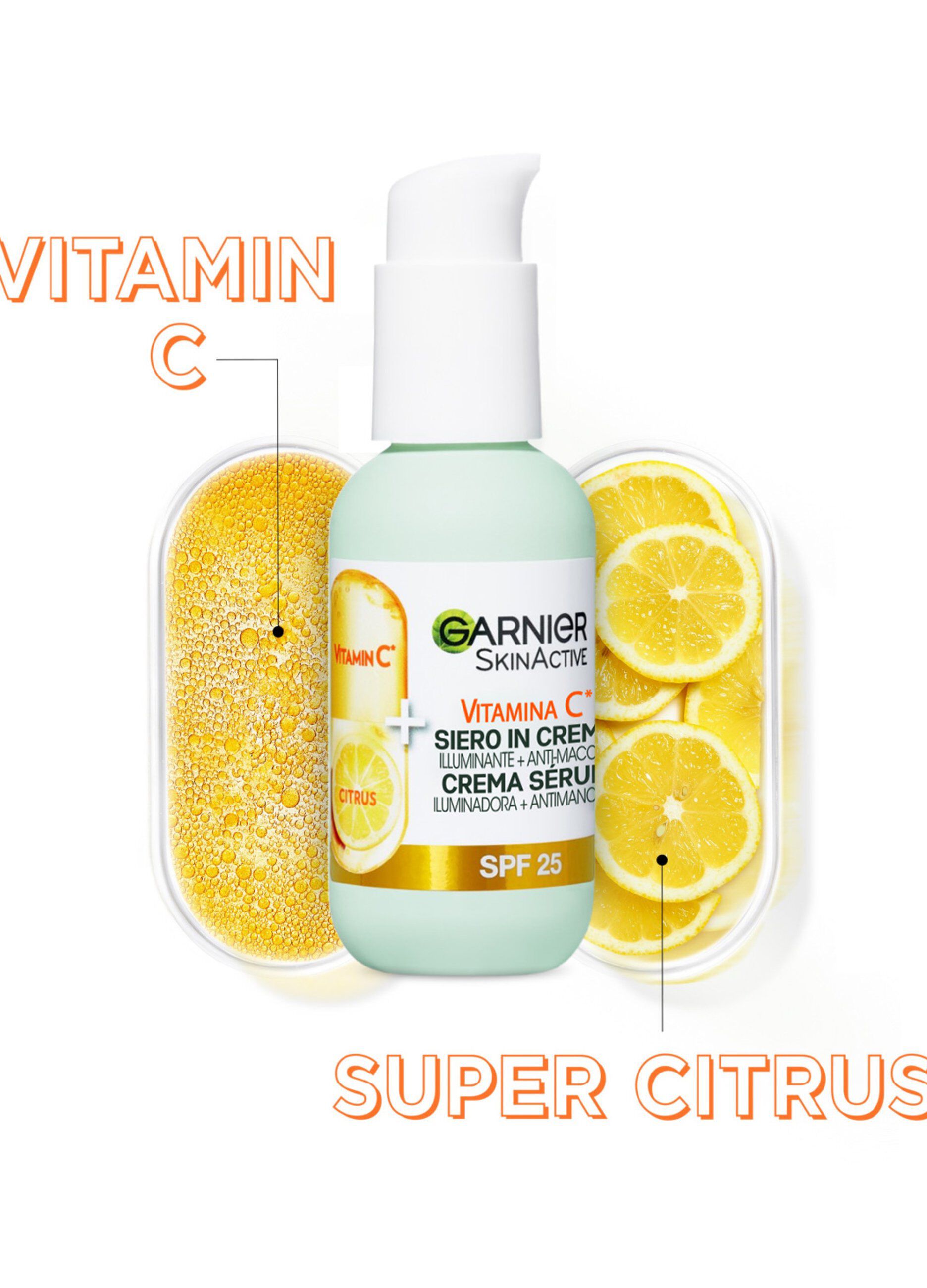 Garnier SkinActive, Siero in Crema Vitamina C, Illuminante 2 in 1 con Siero Vitamina C + Crema Idratante SPF25, Anti-Macchie, 50ml._2