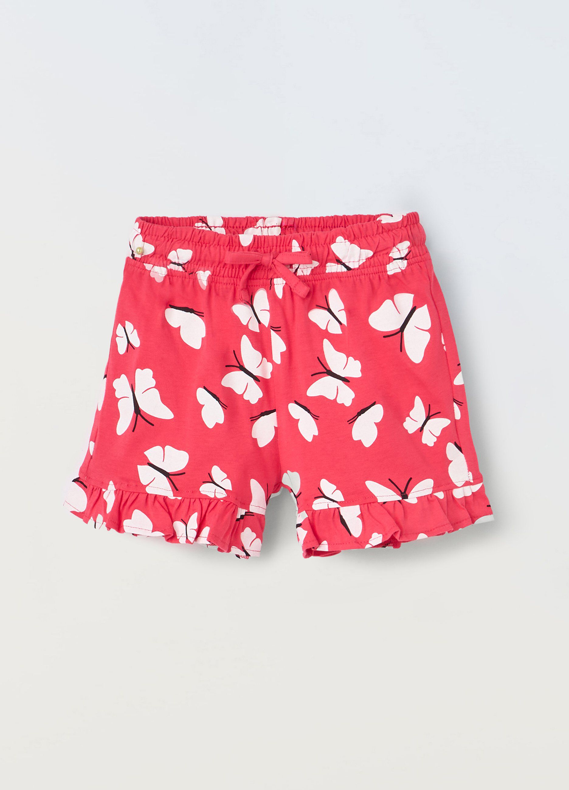 Shorts in puro cotone con stampa bambina_0