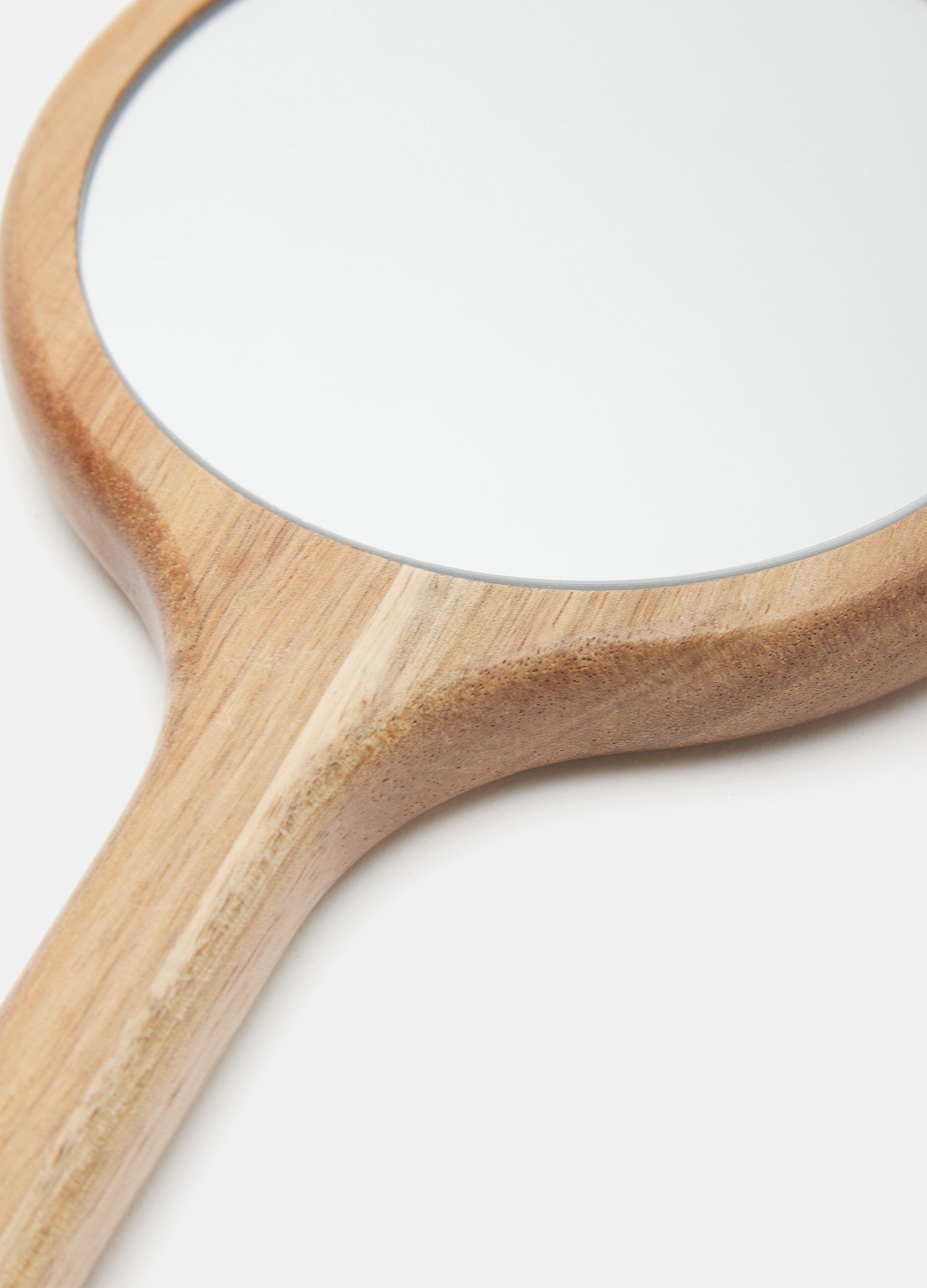 Specchio con manico in legno di acacia