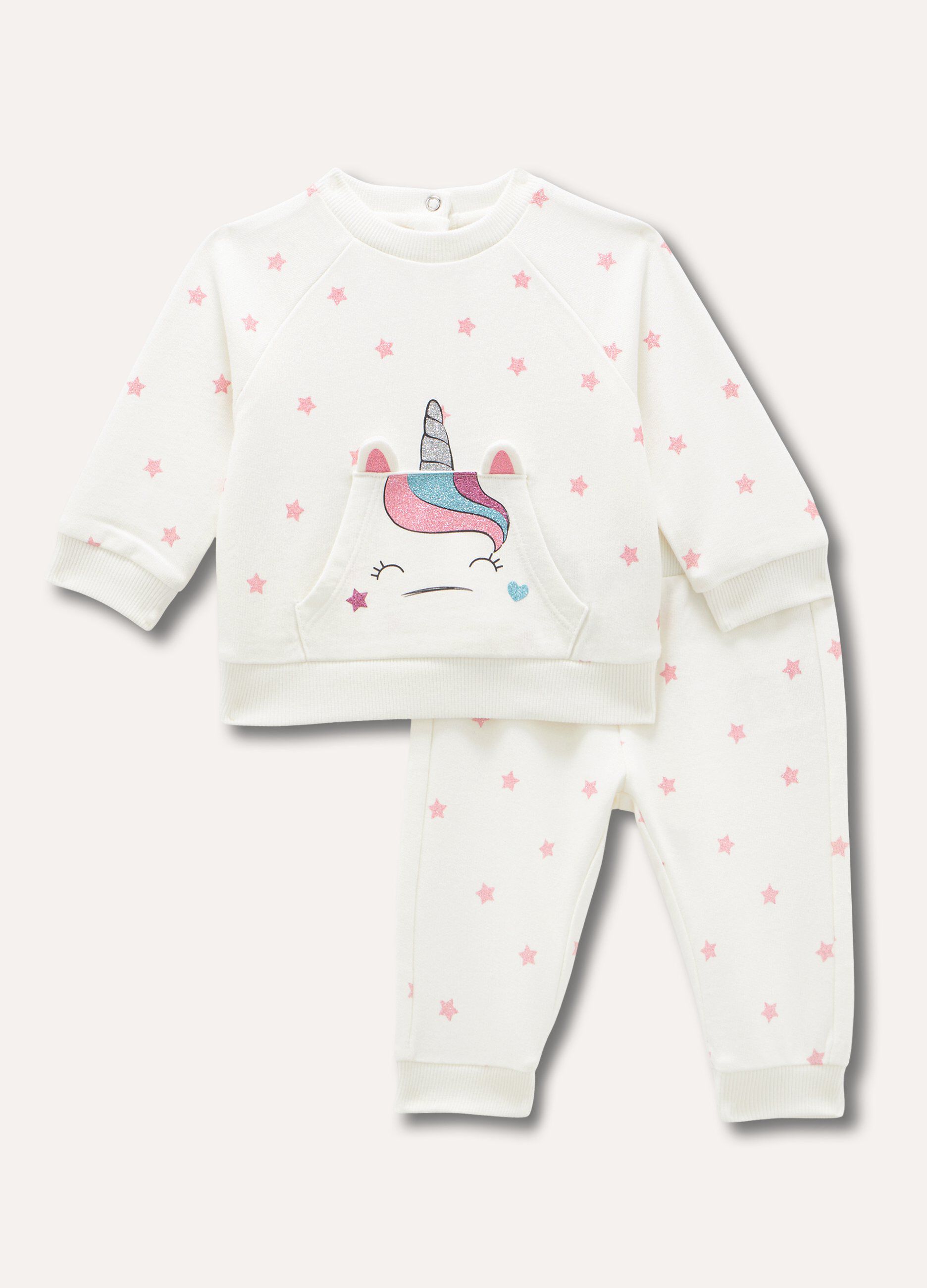 Jogging set in felpa di puro cotone neonata_0