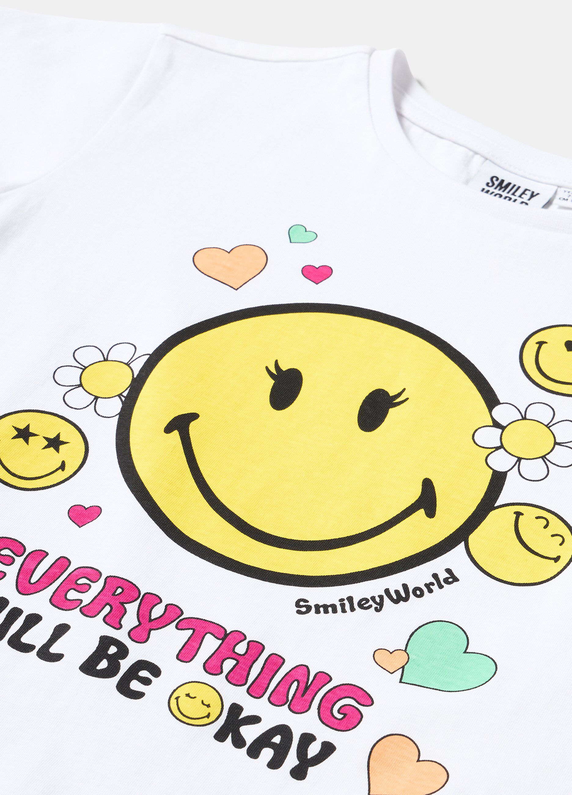 T-shirt in puro cotone con stampa smile bambina_1