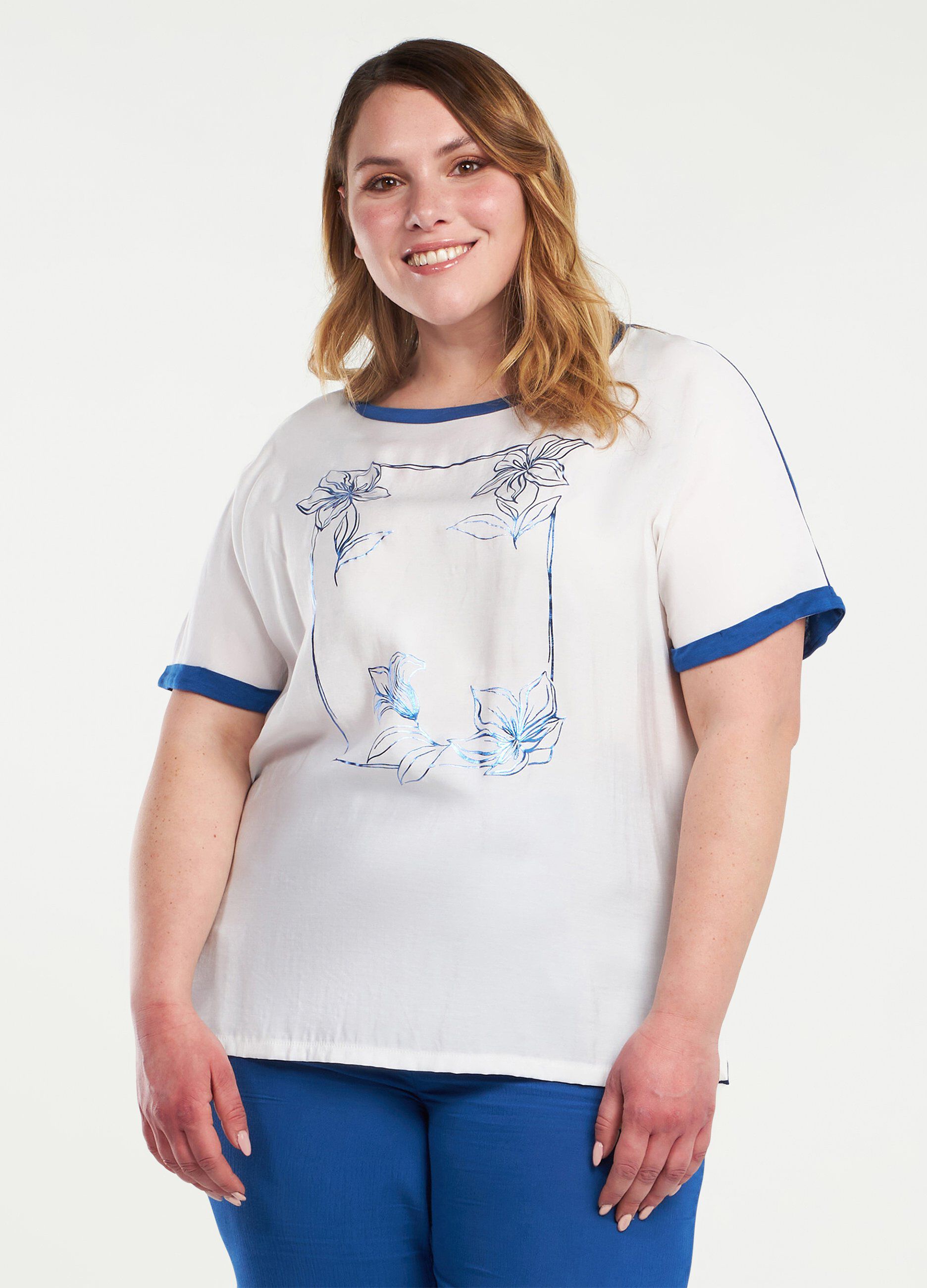 T-shirt curvy con stampa foil donna_0
