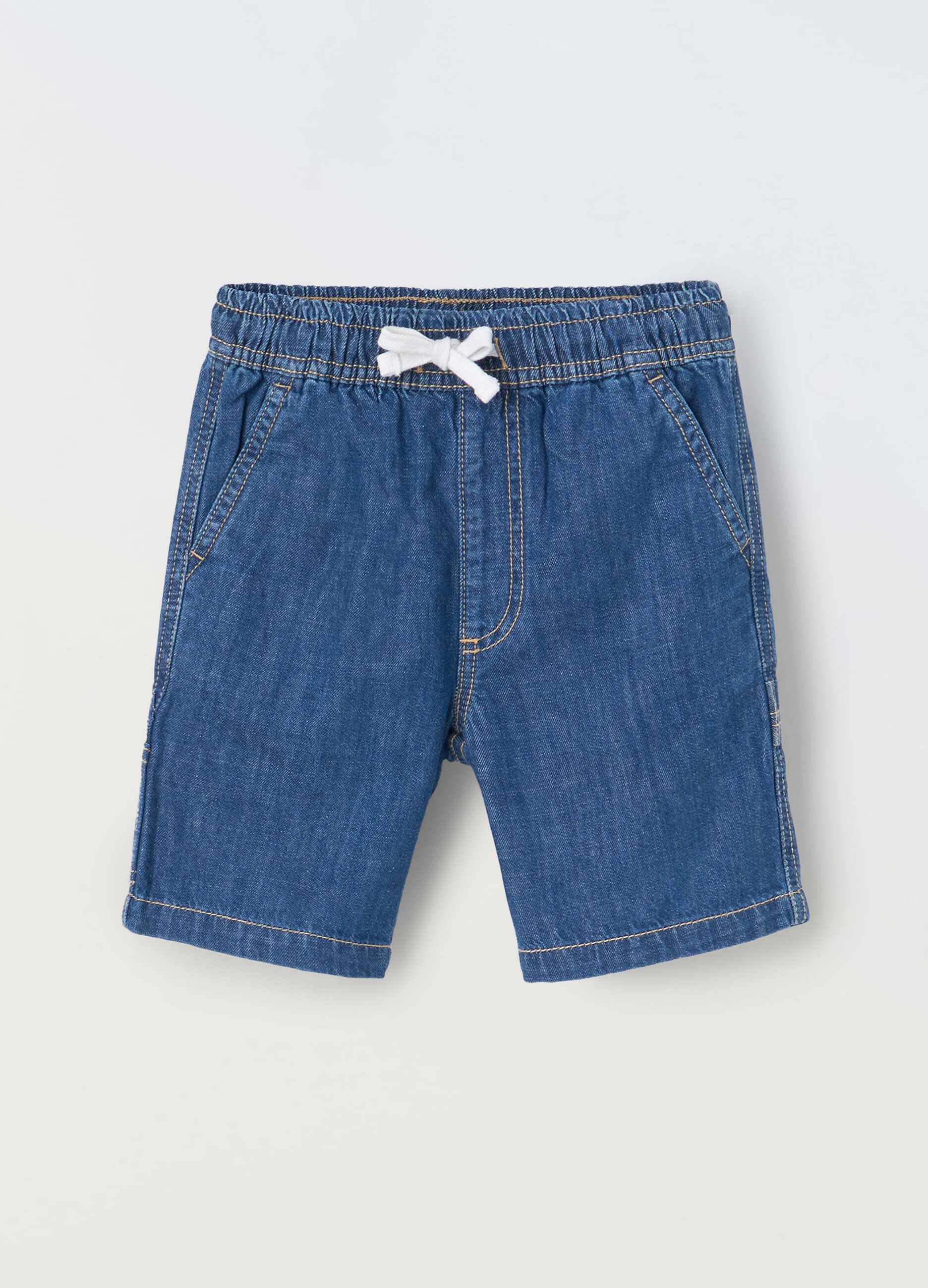 Shorts in denim di puro cotone bambino_0