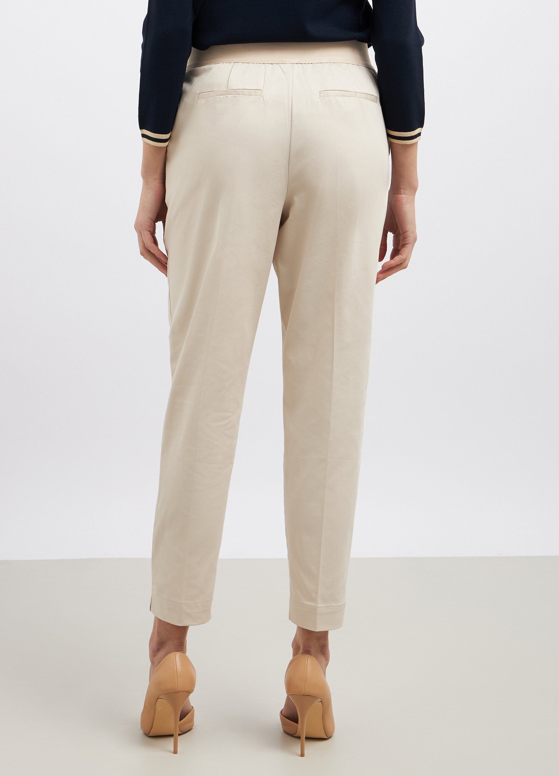 Pantaloni in misto cotone stretch donna_1