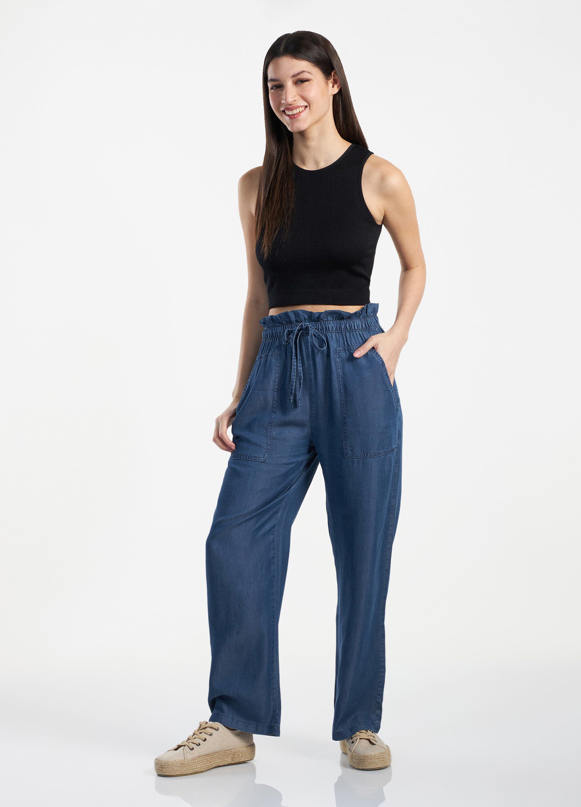 Jeans a vita alta in lyocell donna_0