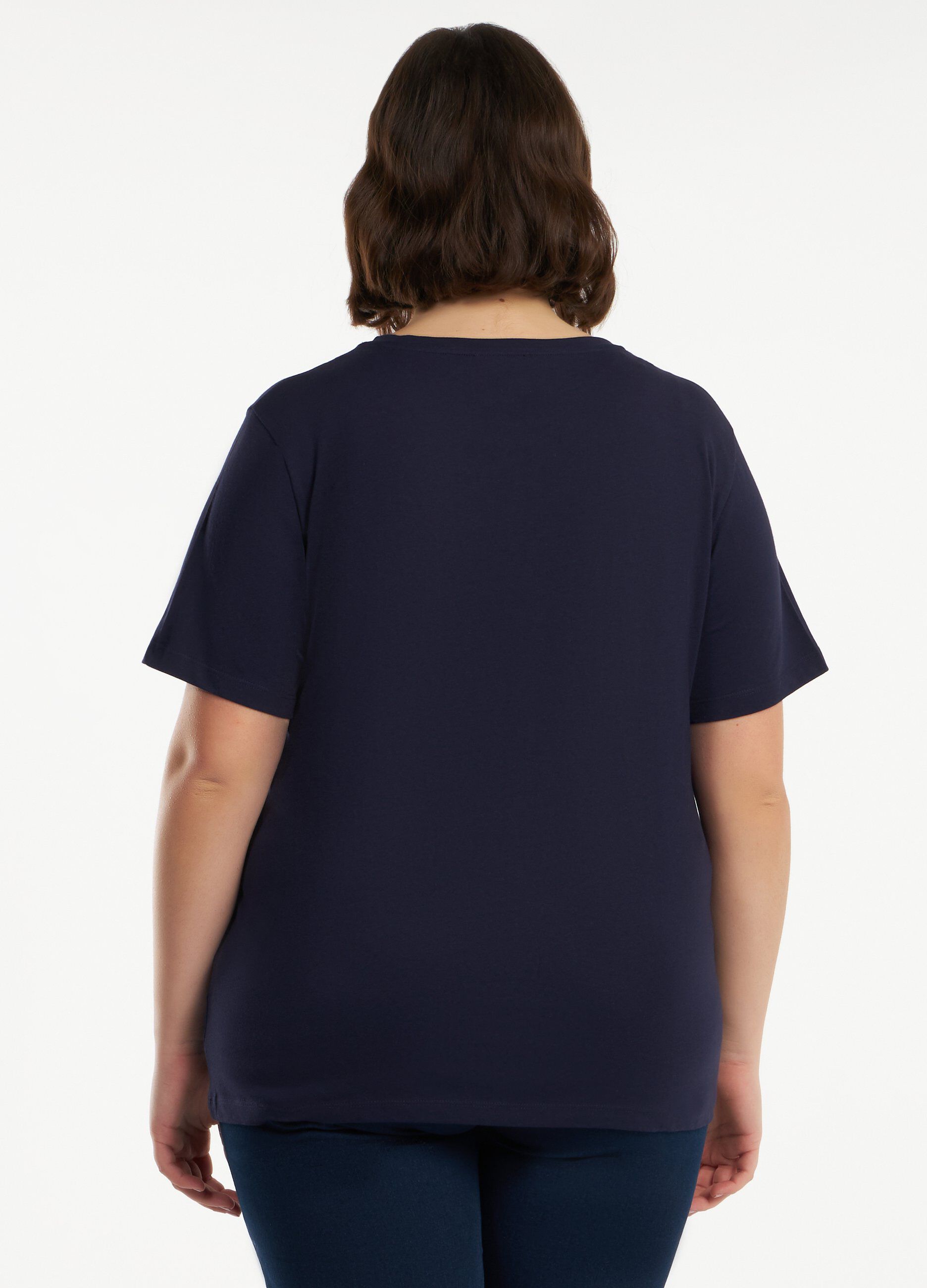 T-shirt curvy con stampa foil donna_1