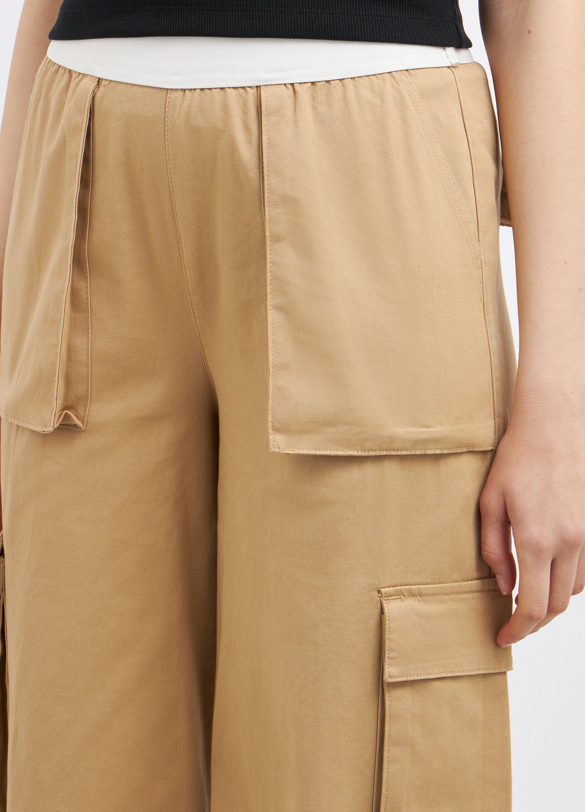 Pantaloni cargo in cotone stretch donna_2