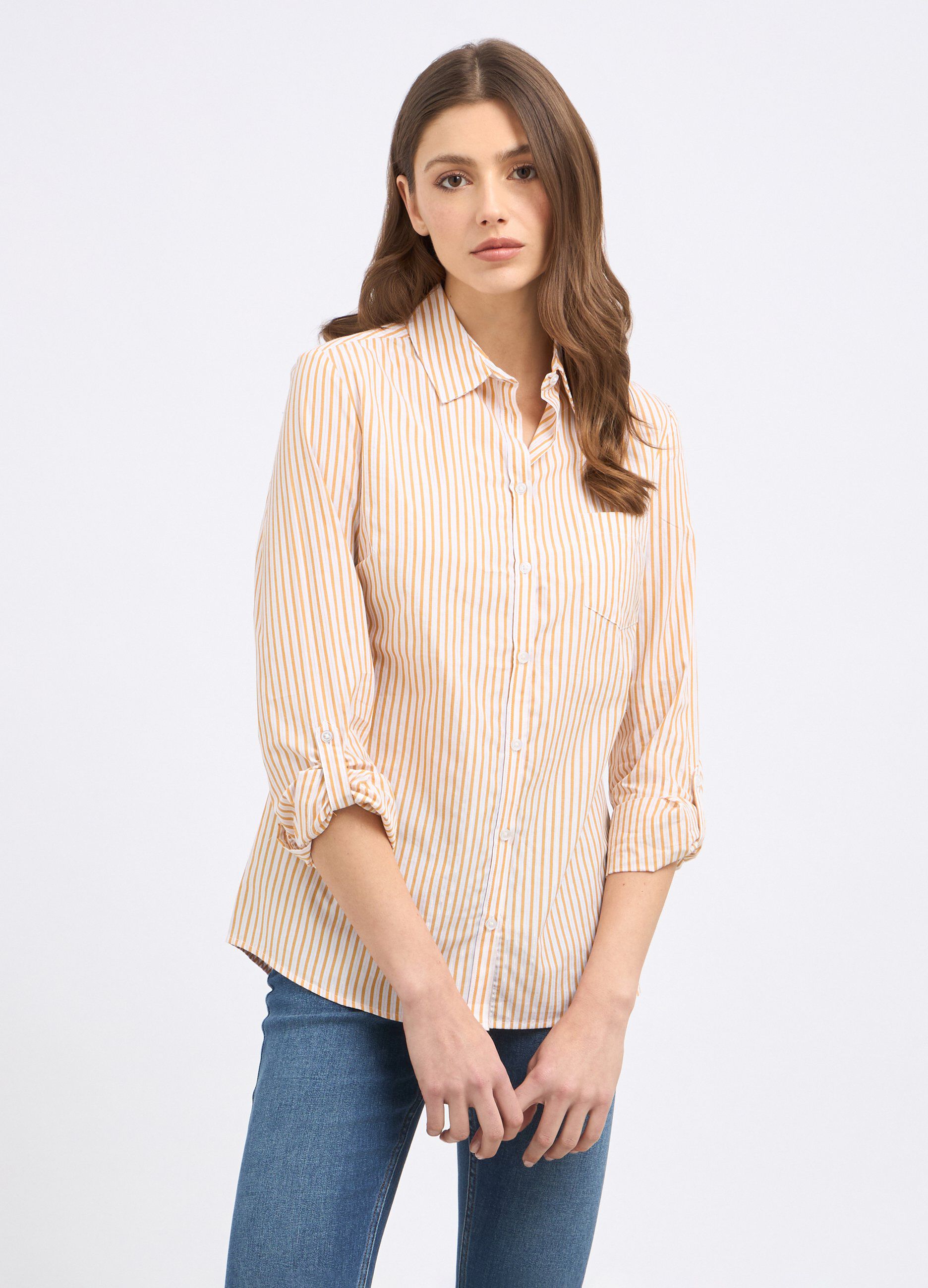 Camicia in cotone con filo lurex donna_0