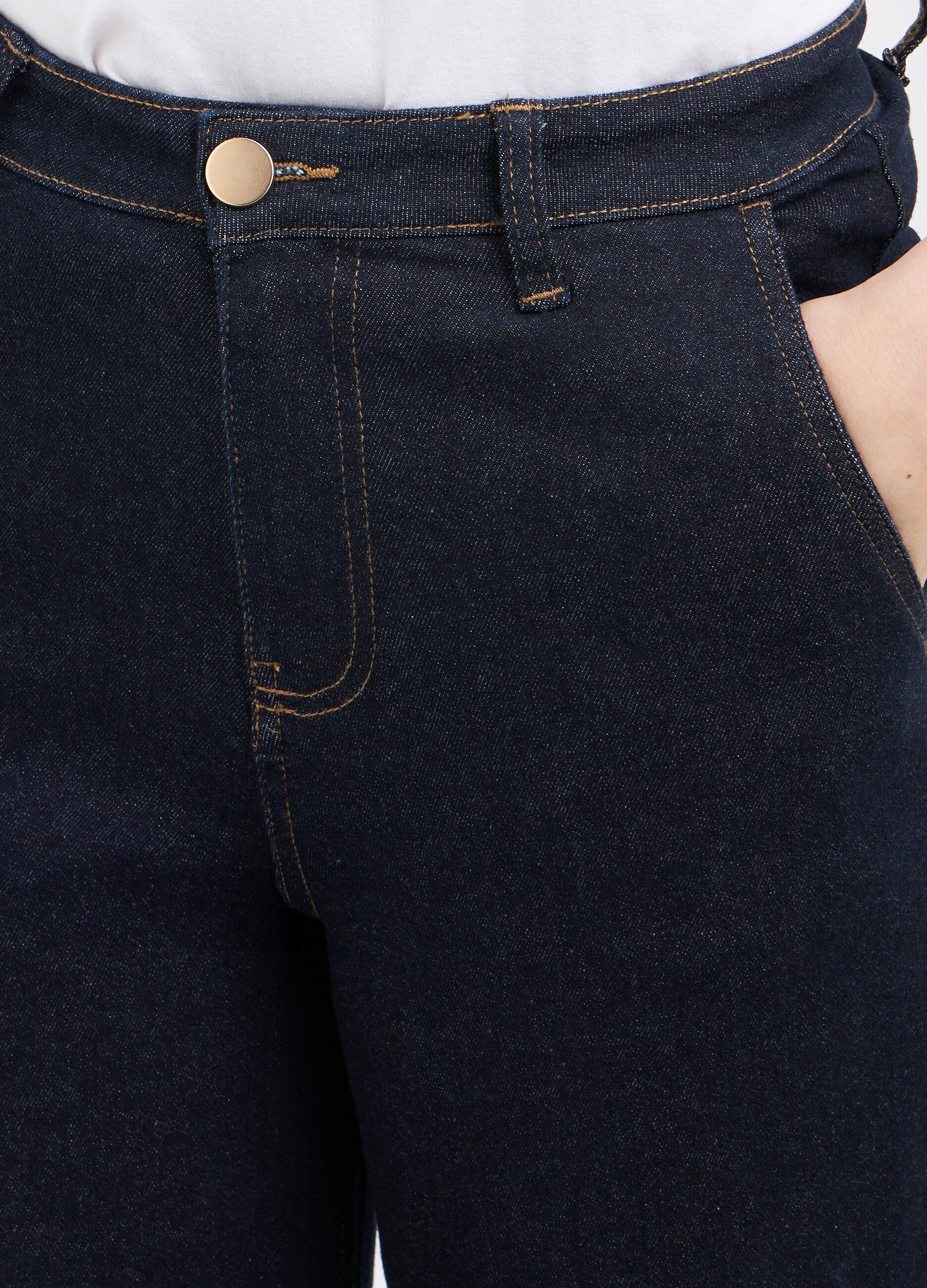 Pantaloni in denim di cotone stretch flare fit donna_2