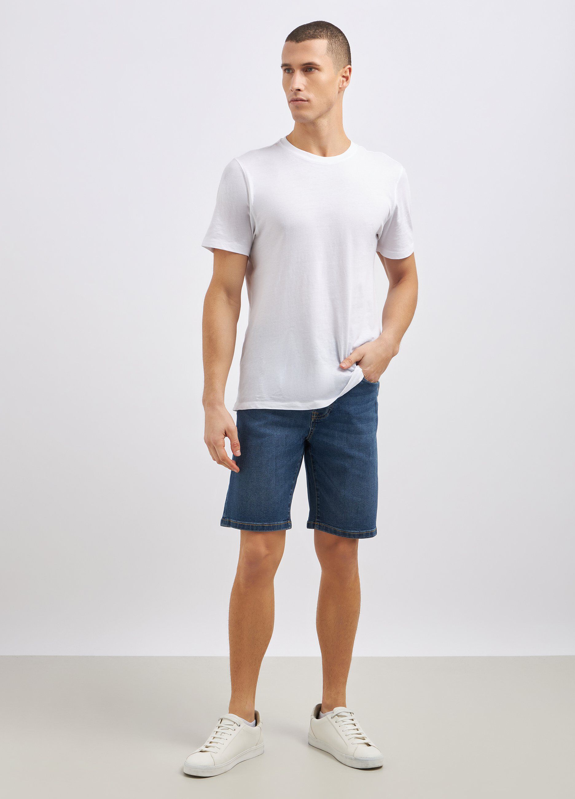 Shorts in denim di misto cotone uomo_0