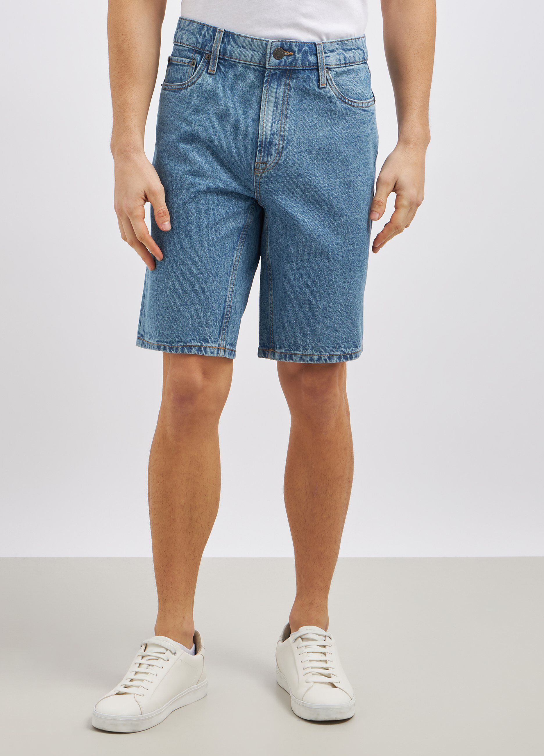 Shorts in denim di puro cotone uomo_1