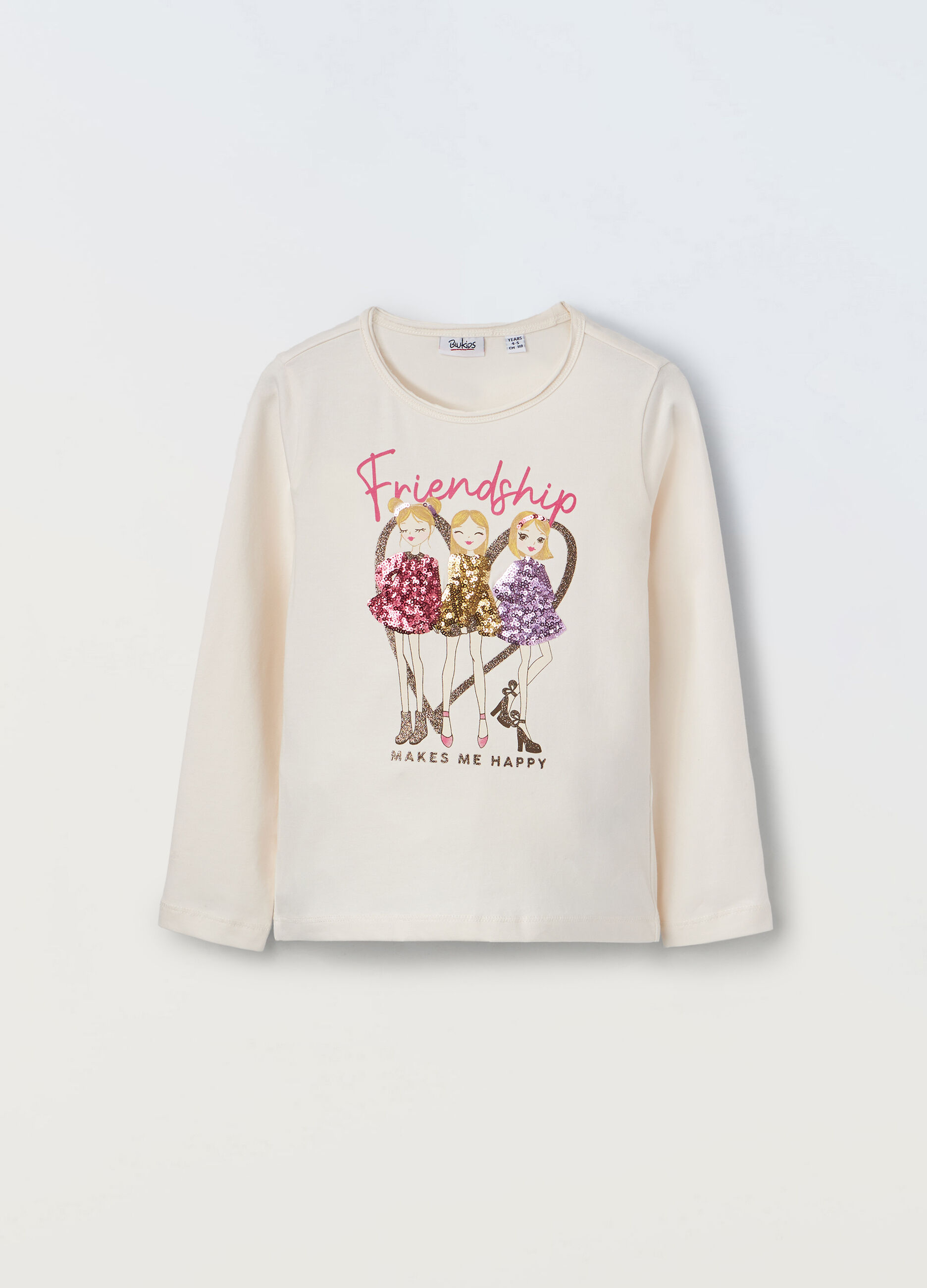 T-shirt a maniche lunghe in cotone stretch bambina_0