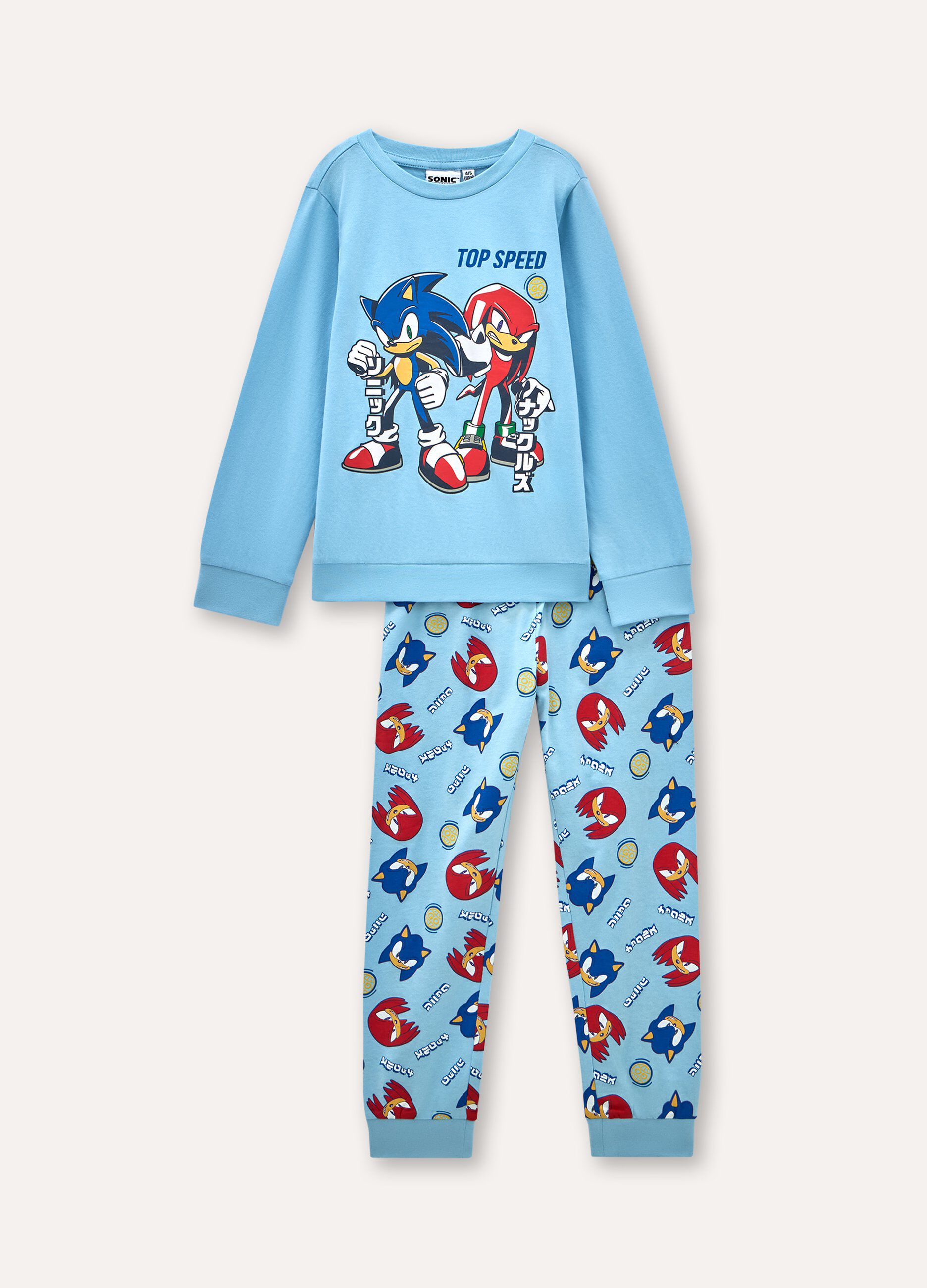 Set pigiama lungo Sonic in puro cotone bambino_0