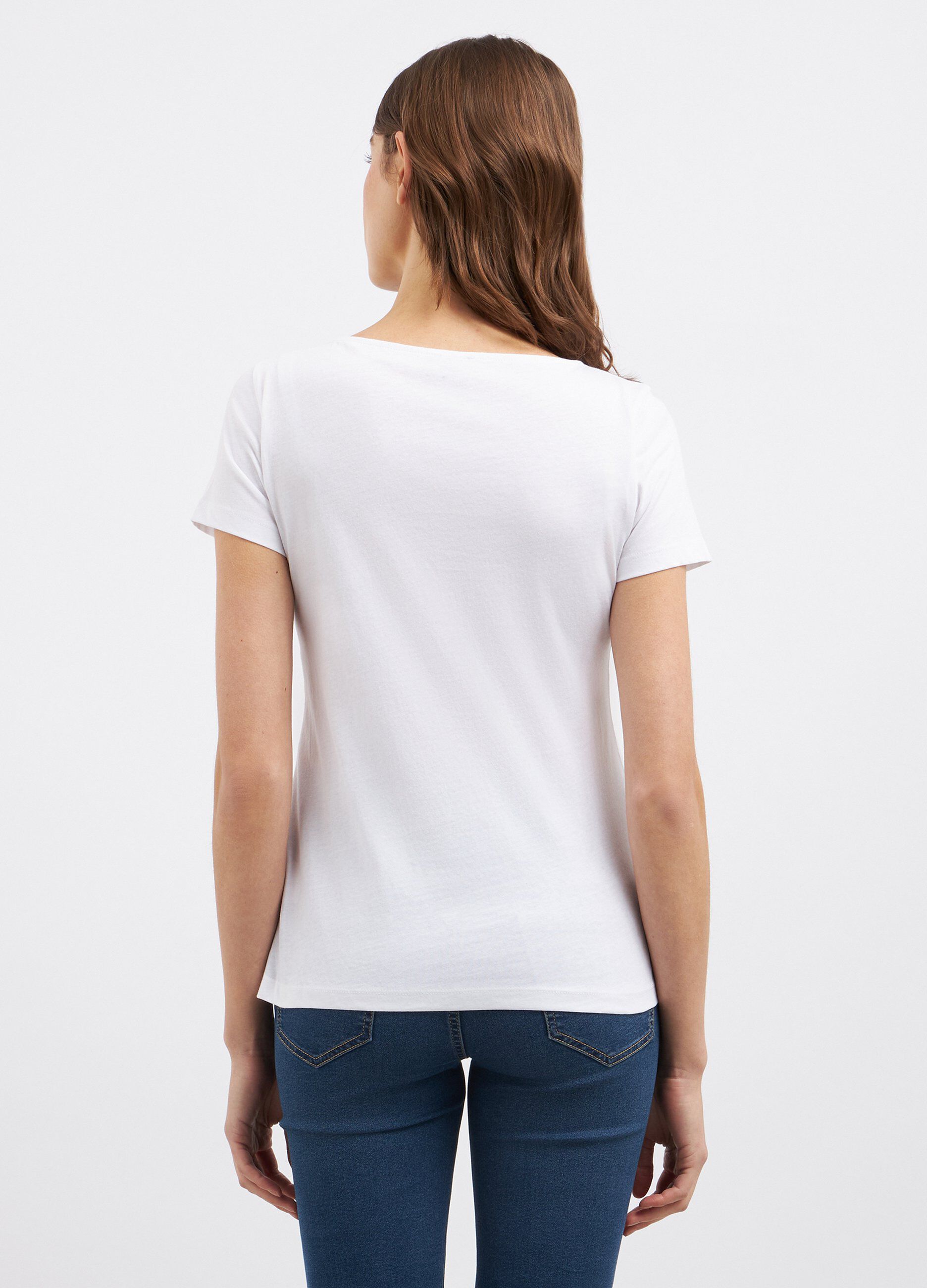 T-shirt in puro cotone con scollo a barchetta donna_1
