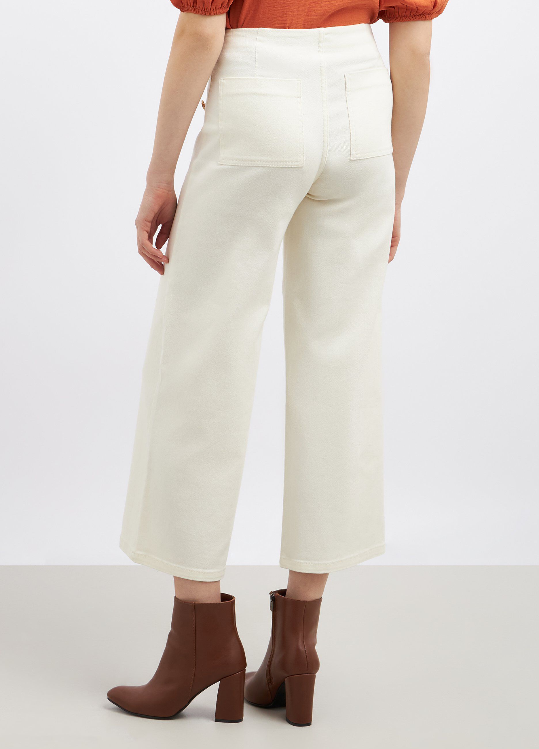 Pantaloni in cotone stretch wide leg donna_1