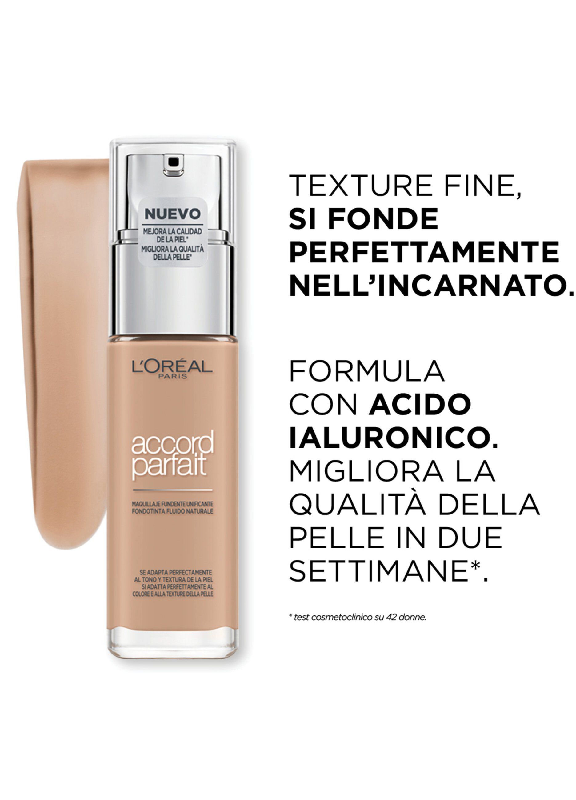 L'Oréal Paris Accord Parfait, Fondotinta Liquido, Pelli da Secche a Normali, Formula Arricchita con Acido Ialuronico, Colore: Sable rosé (5.R), 30 ml._2