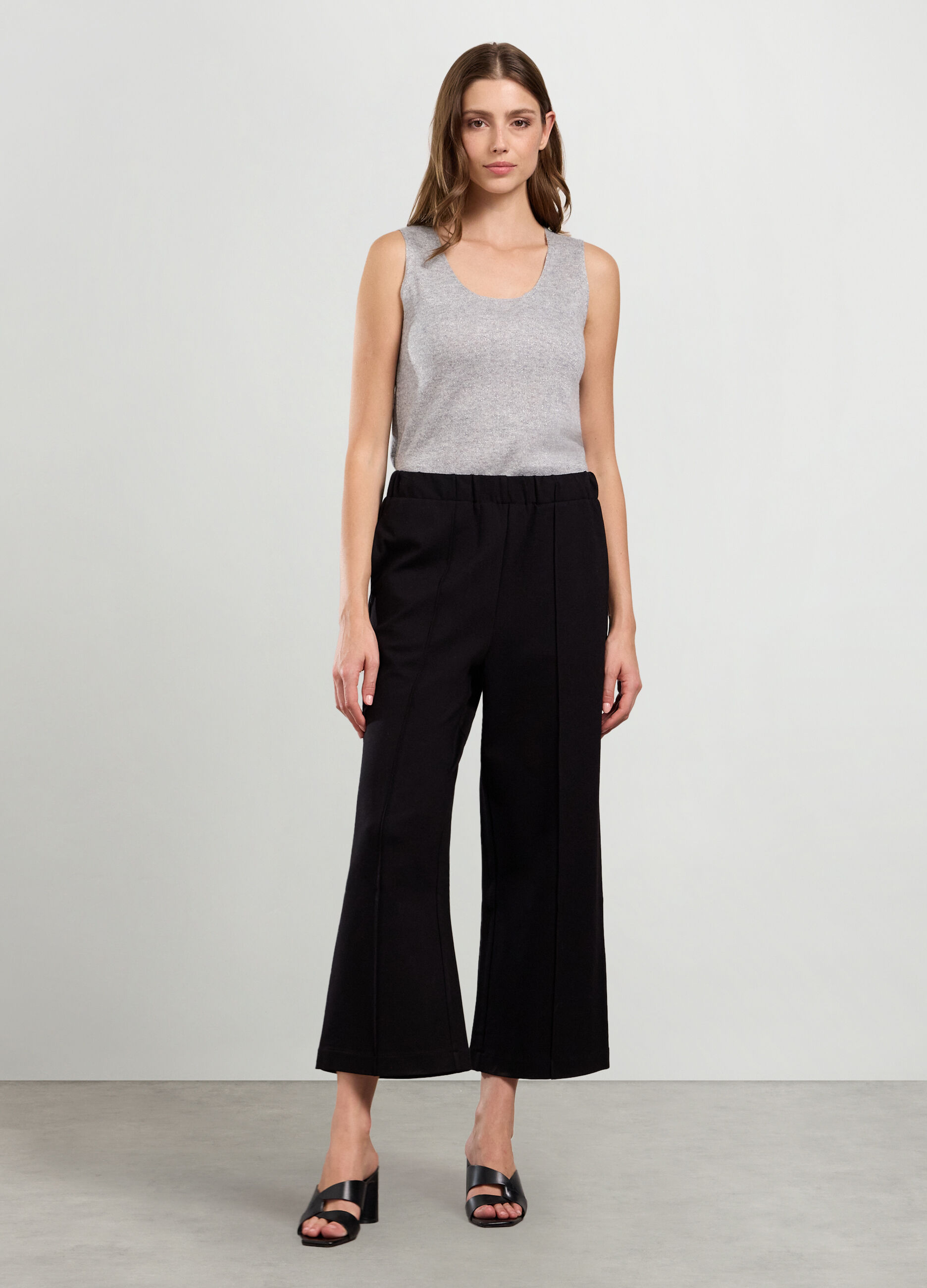 Pantaloni cropped in punto Milano donna_0