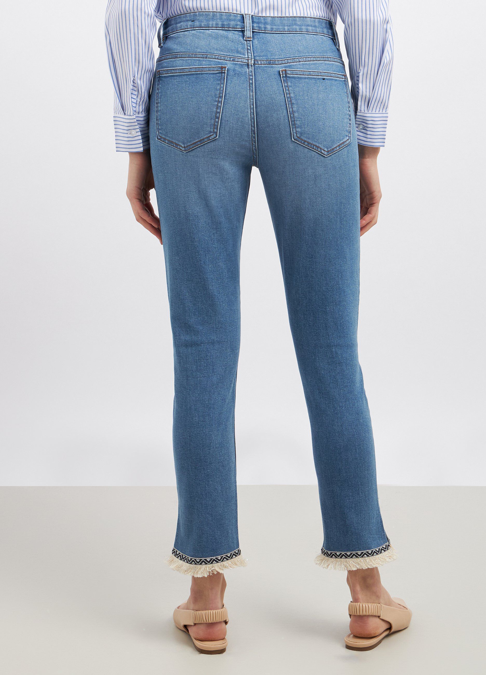 Jeans in misto cotone stretch sfrangiati donna_1