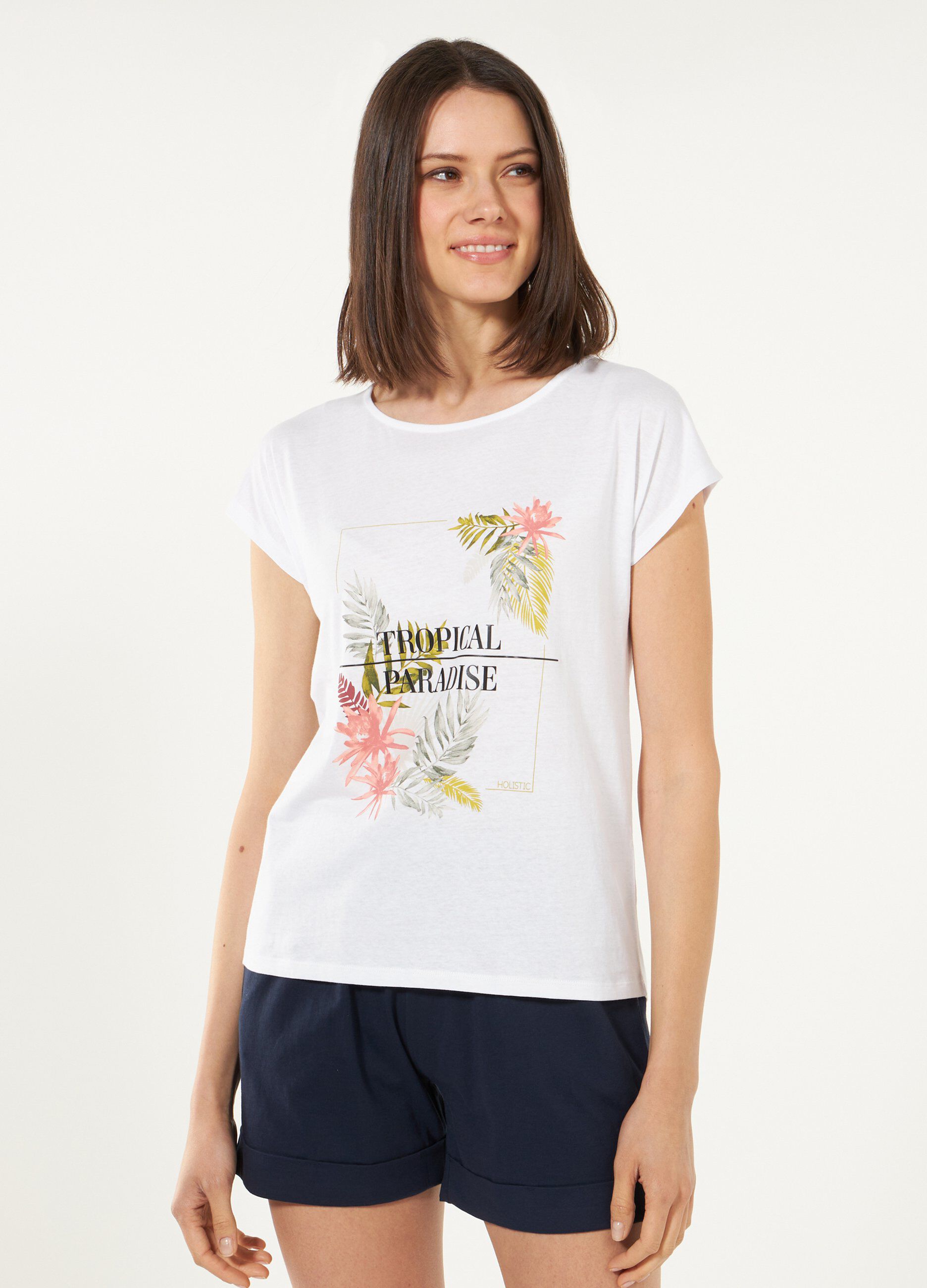 T-shirt Holistic in puro cotone con stampa donna_0