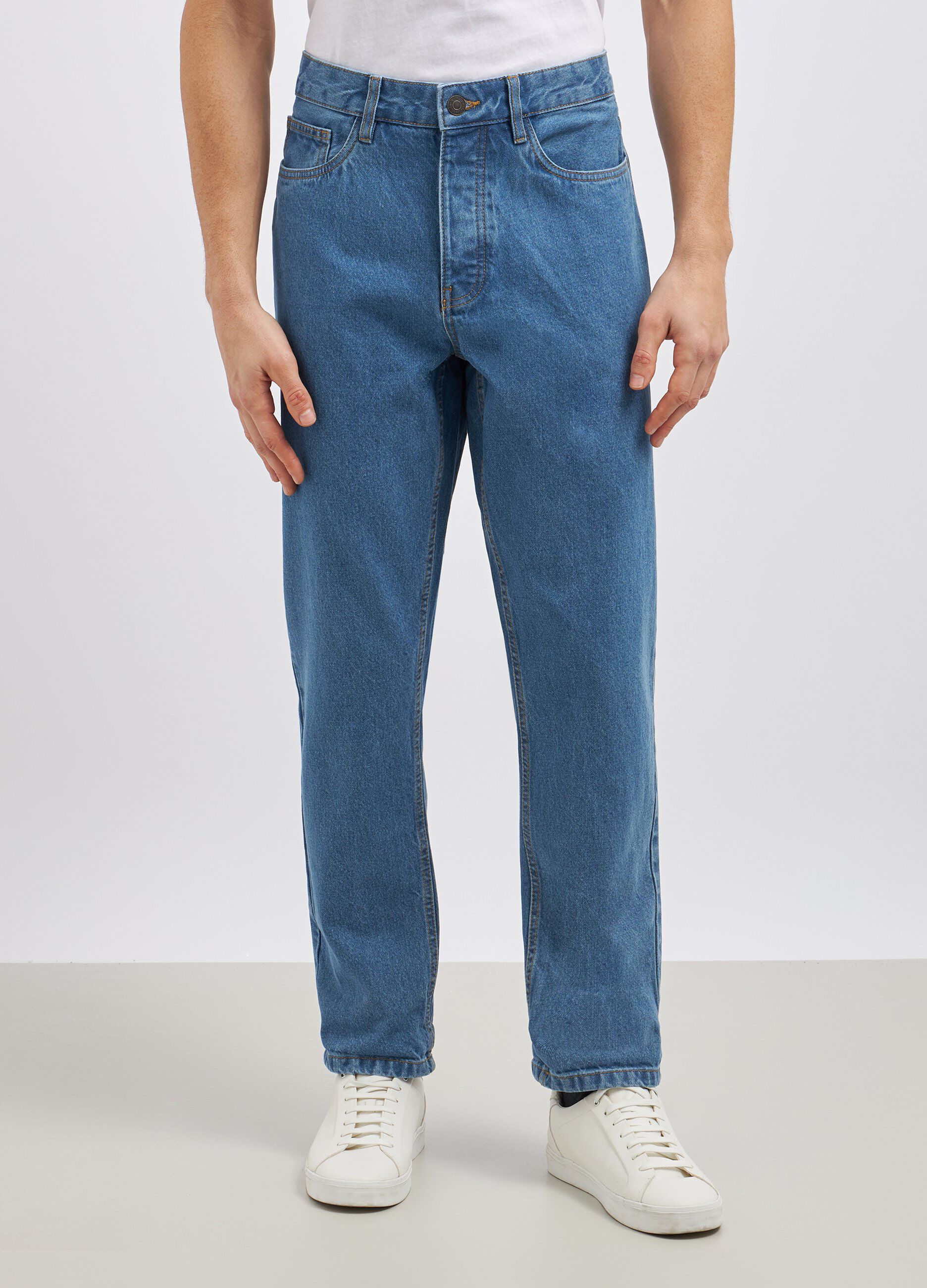 Jeans straight in puro cotone uomo_1