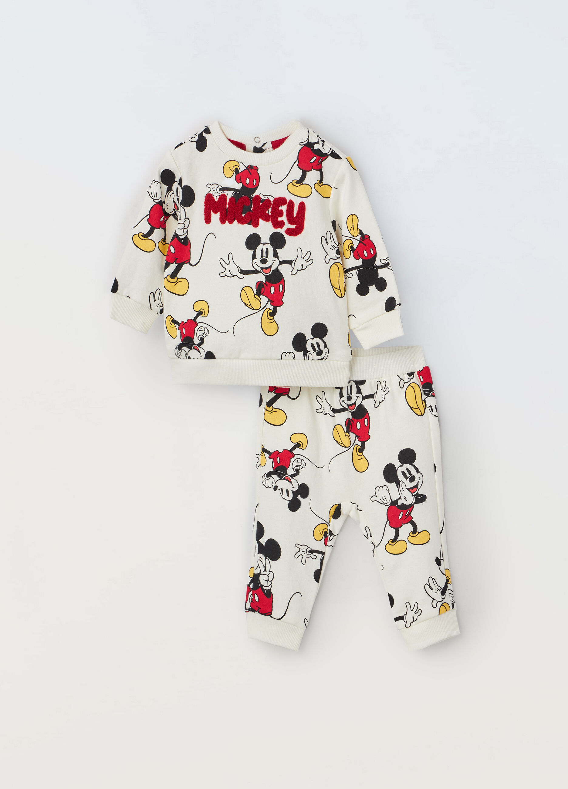 Jogging set Mickey Mouse in felpa di puro cotone neonato _0