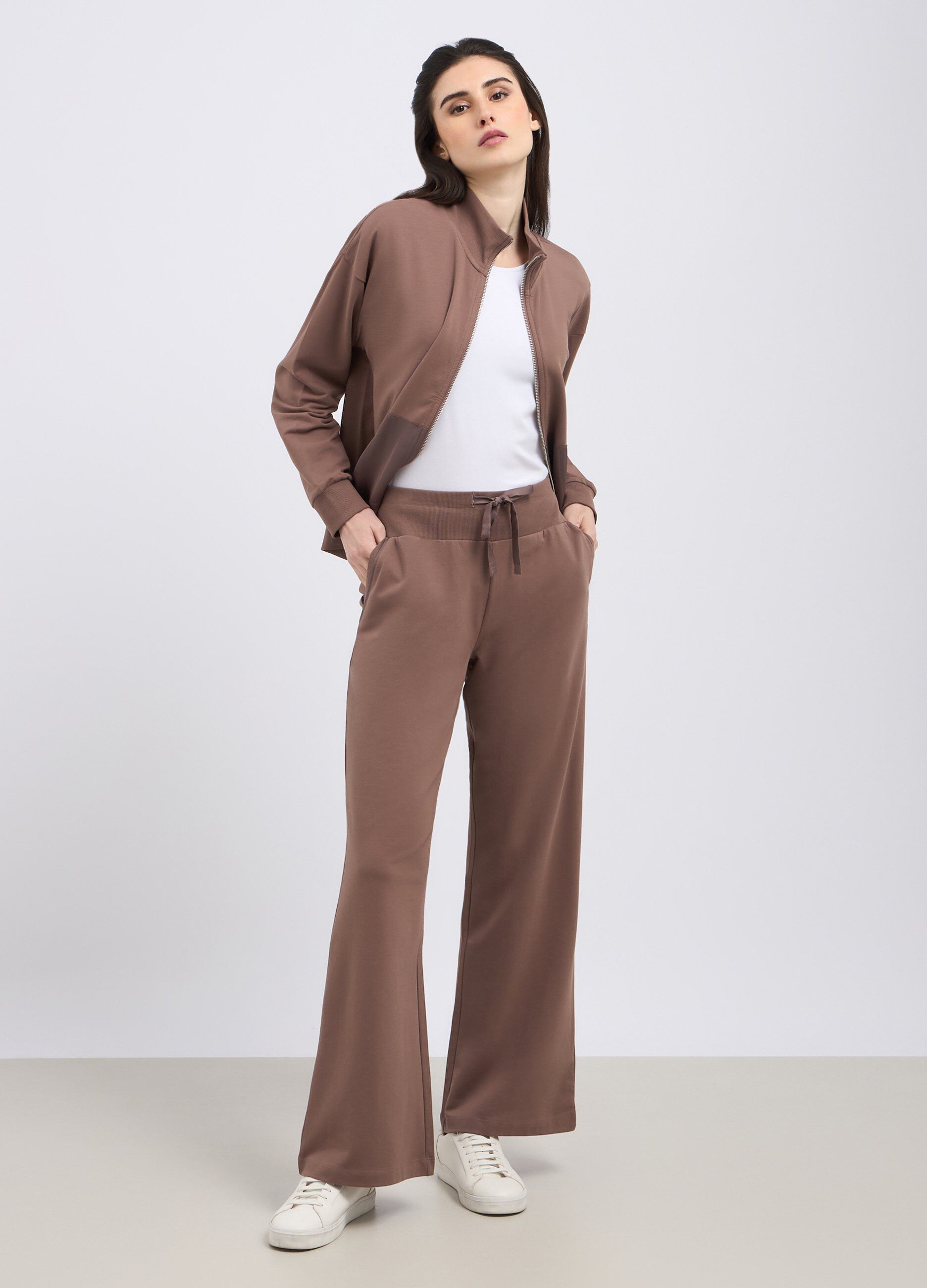 Pantaloni in cotone stretch flare fit donna_0