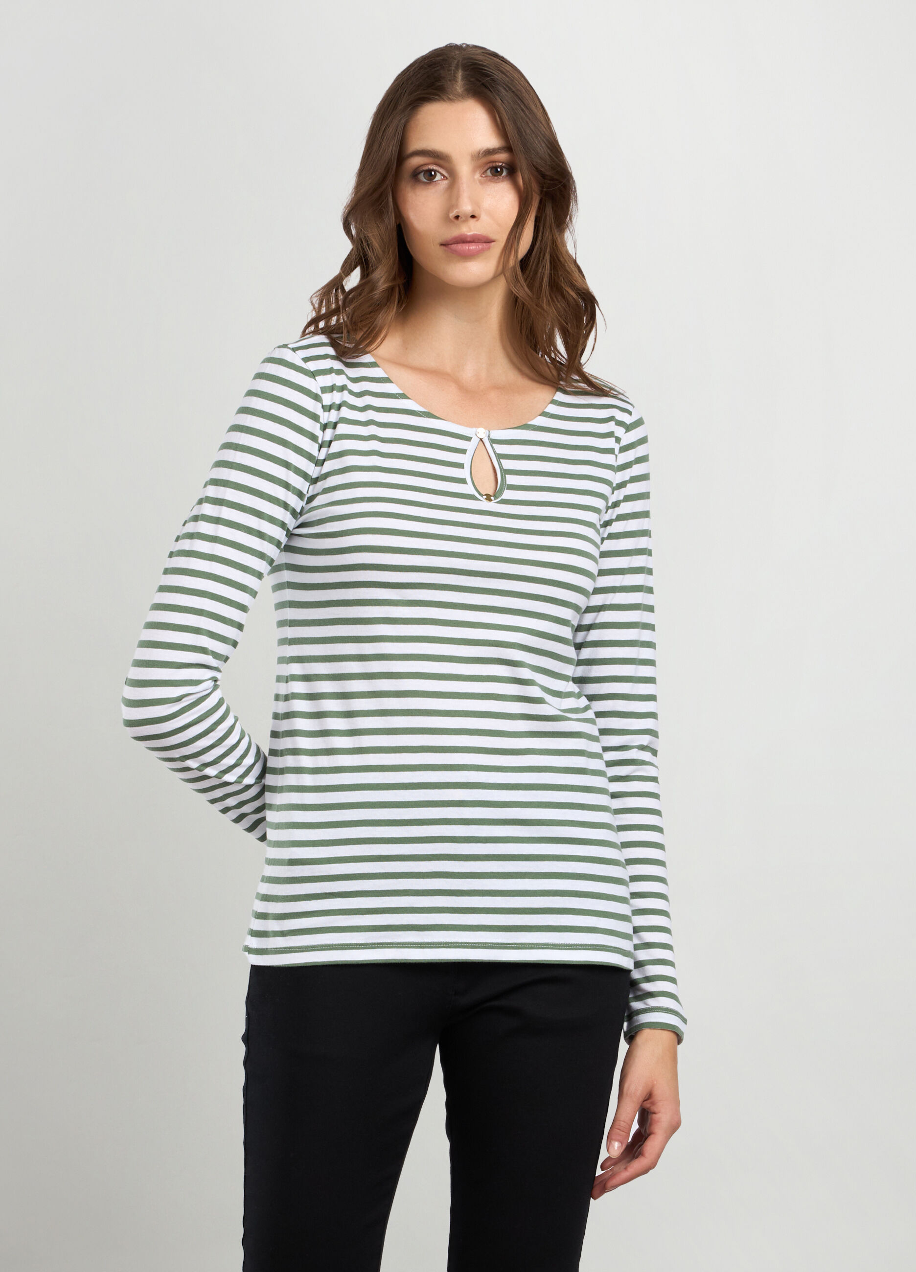 T-shirt in puro cotone a righe donna_0