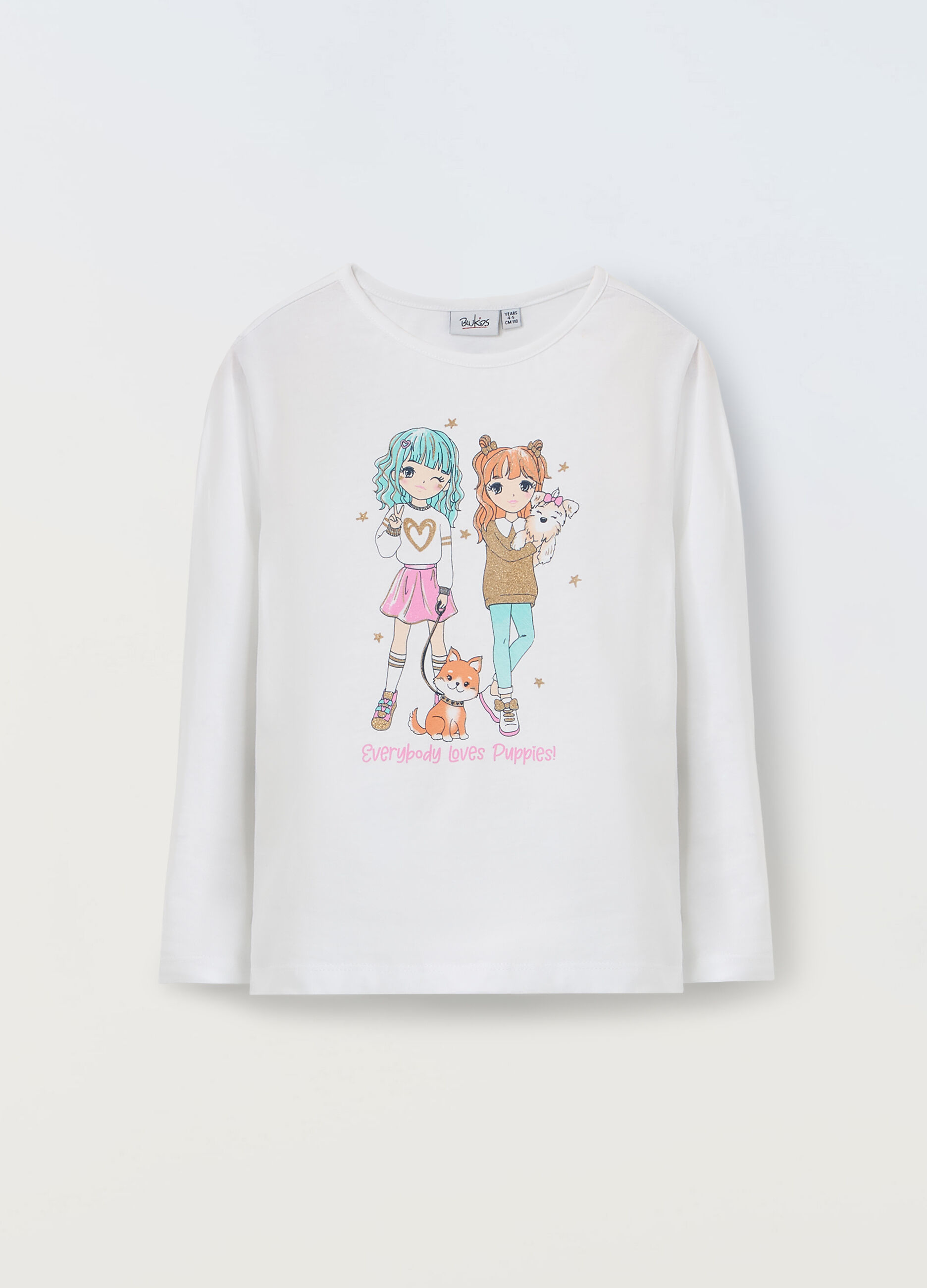 T-shirt in puro cotone a maniche lunghe bambina_0