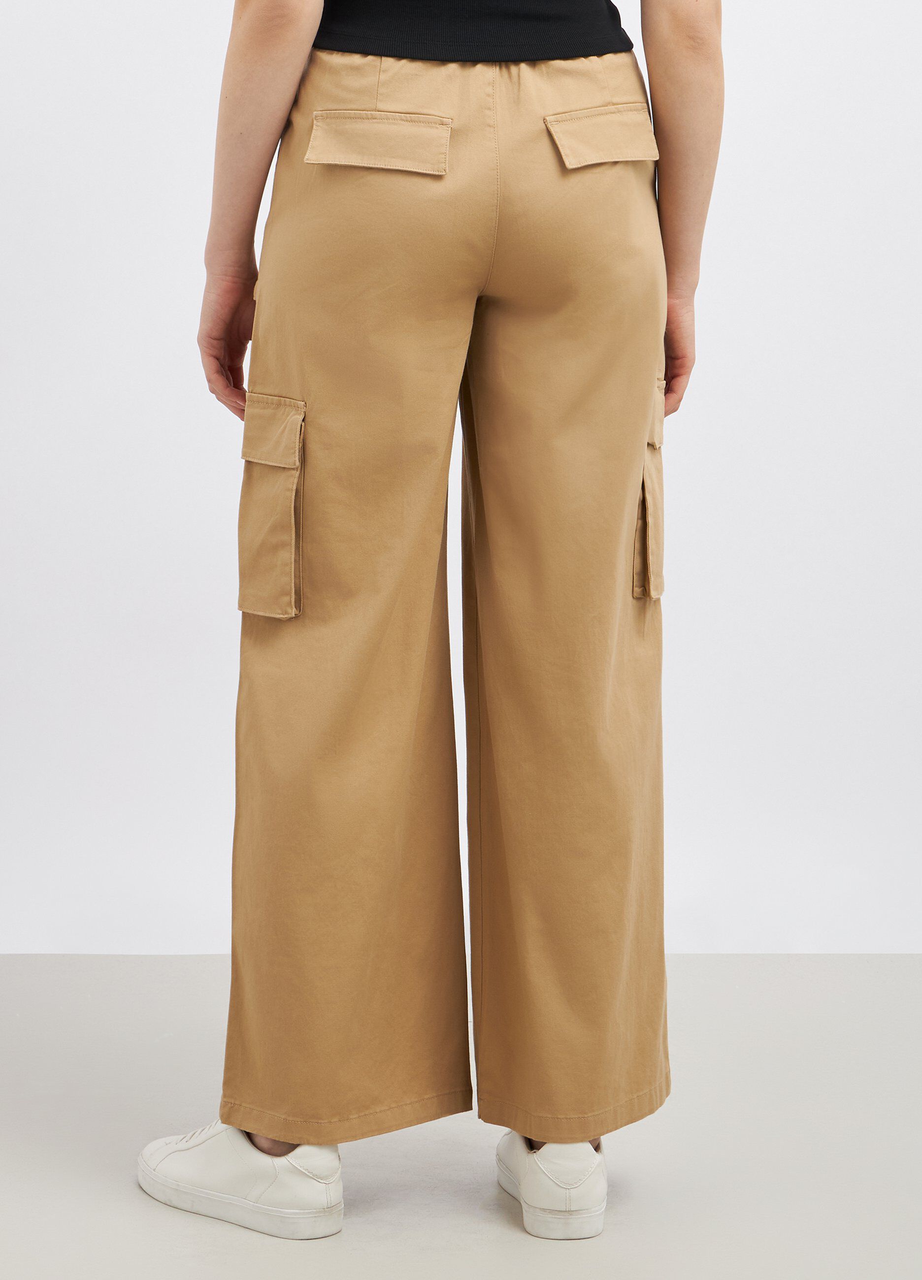 Pantaloni cargo in cotone stretch donna_1