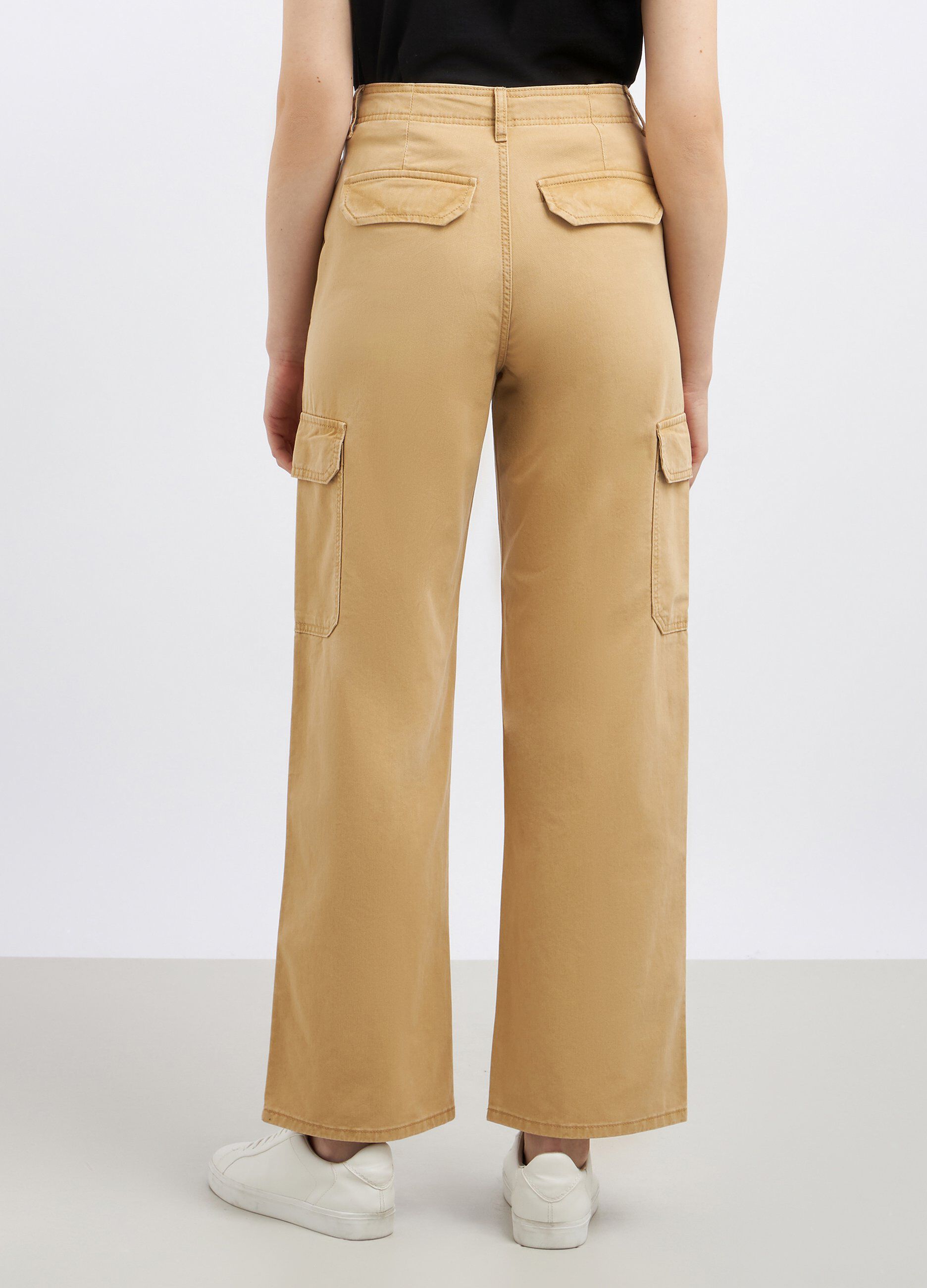 Pantaloni cargo in denim di puro cotone donna_2