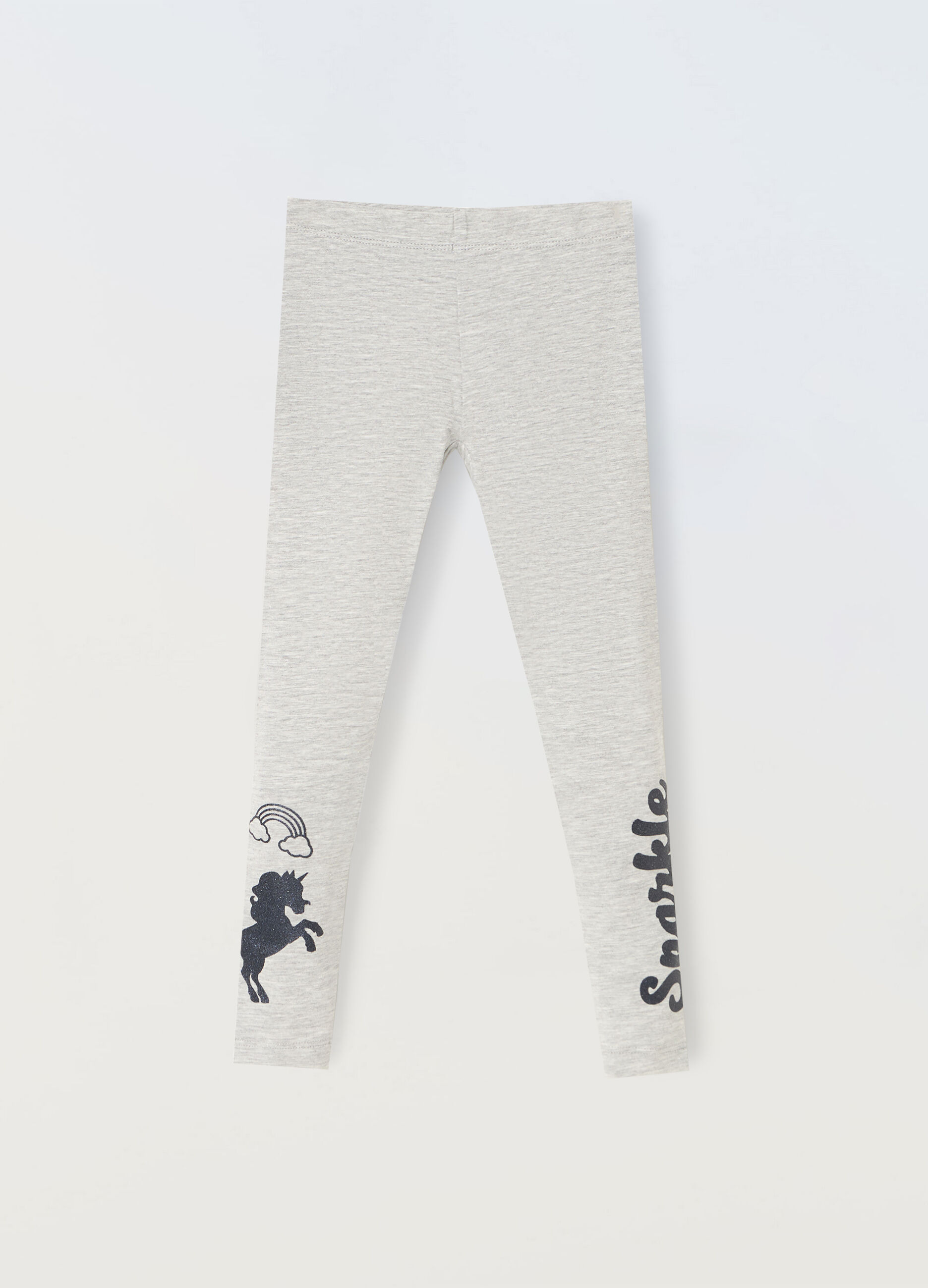 Leggings con stampa glitter bambina_0