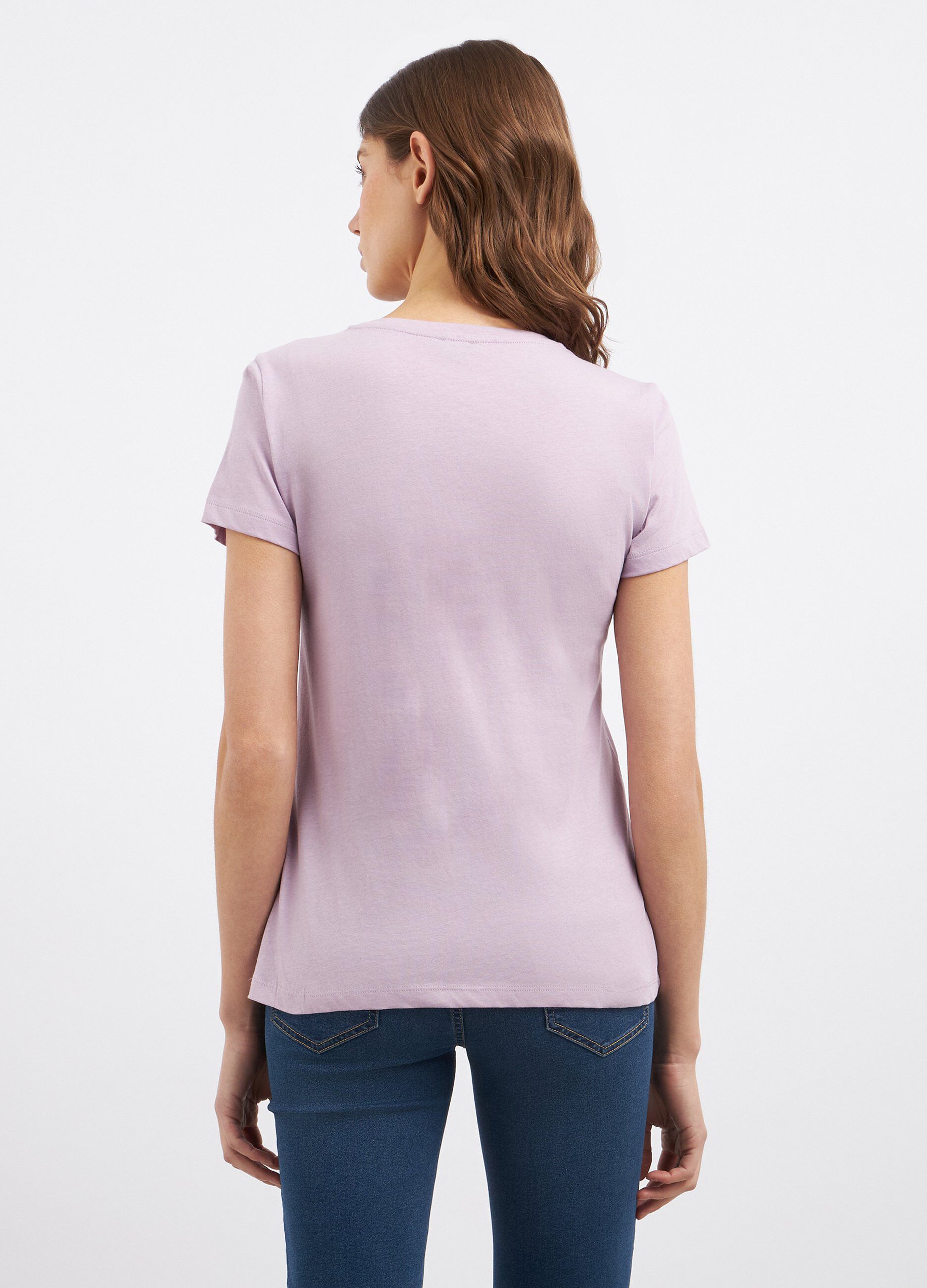 T-shirt in puro cotone con stampa e strass donna_1