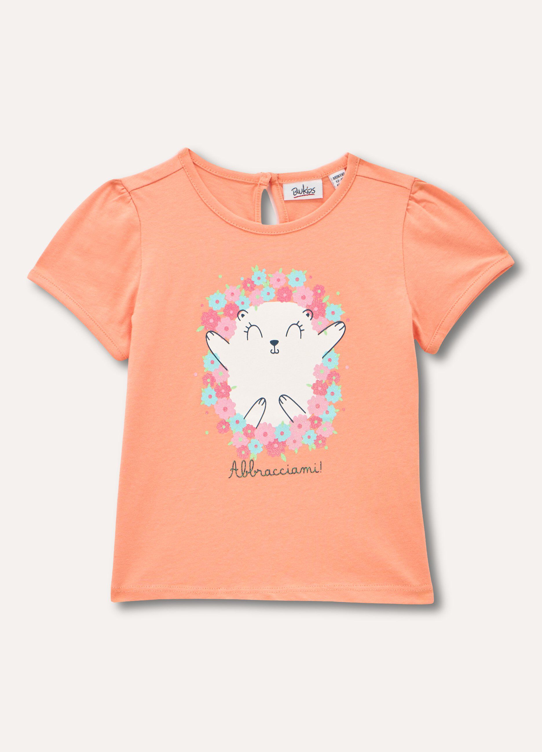 T-shirt in puro cotone con stampa neonata_0