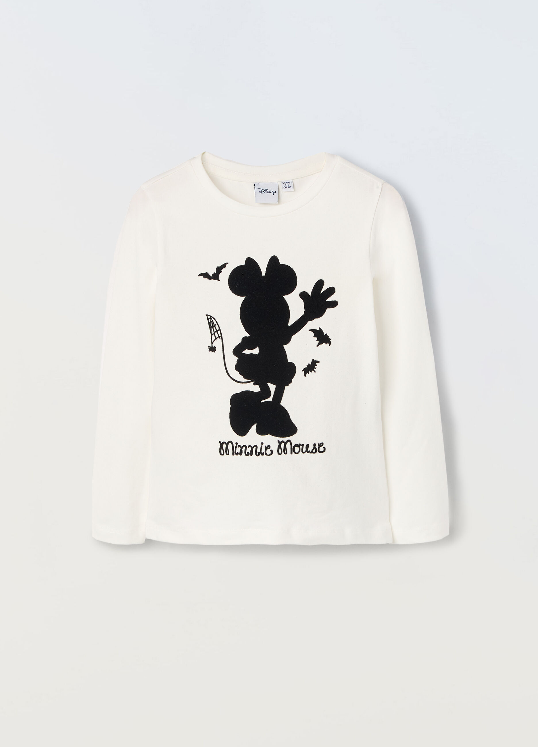 T-shirt Minnie in cotone stretch a maniche lunghe bambina