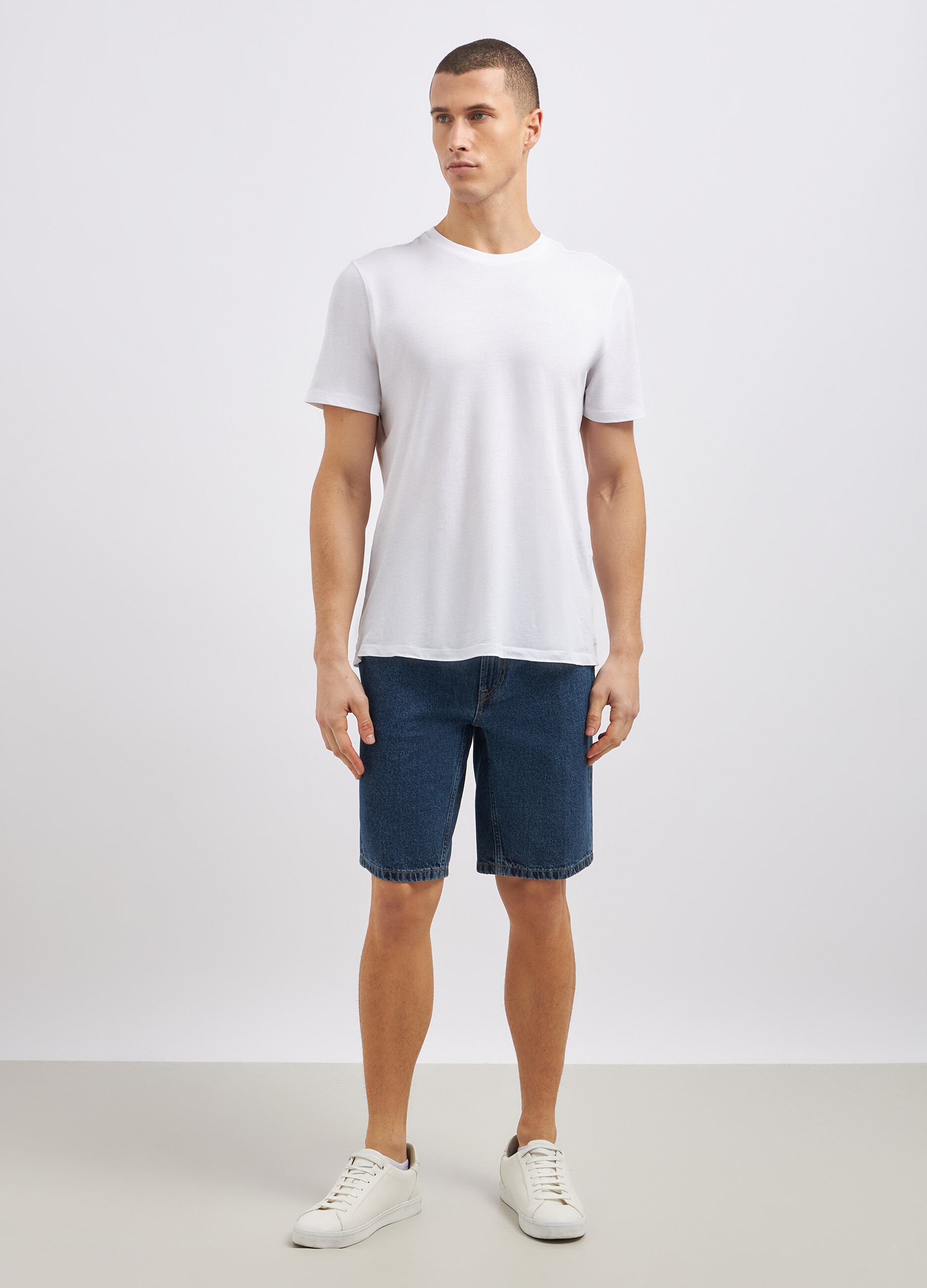 Shorts in denim di puro cotone uomo_0